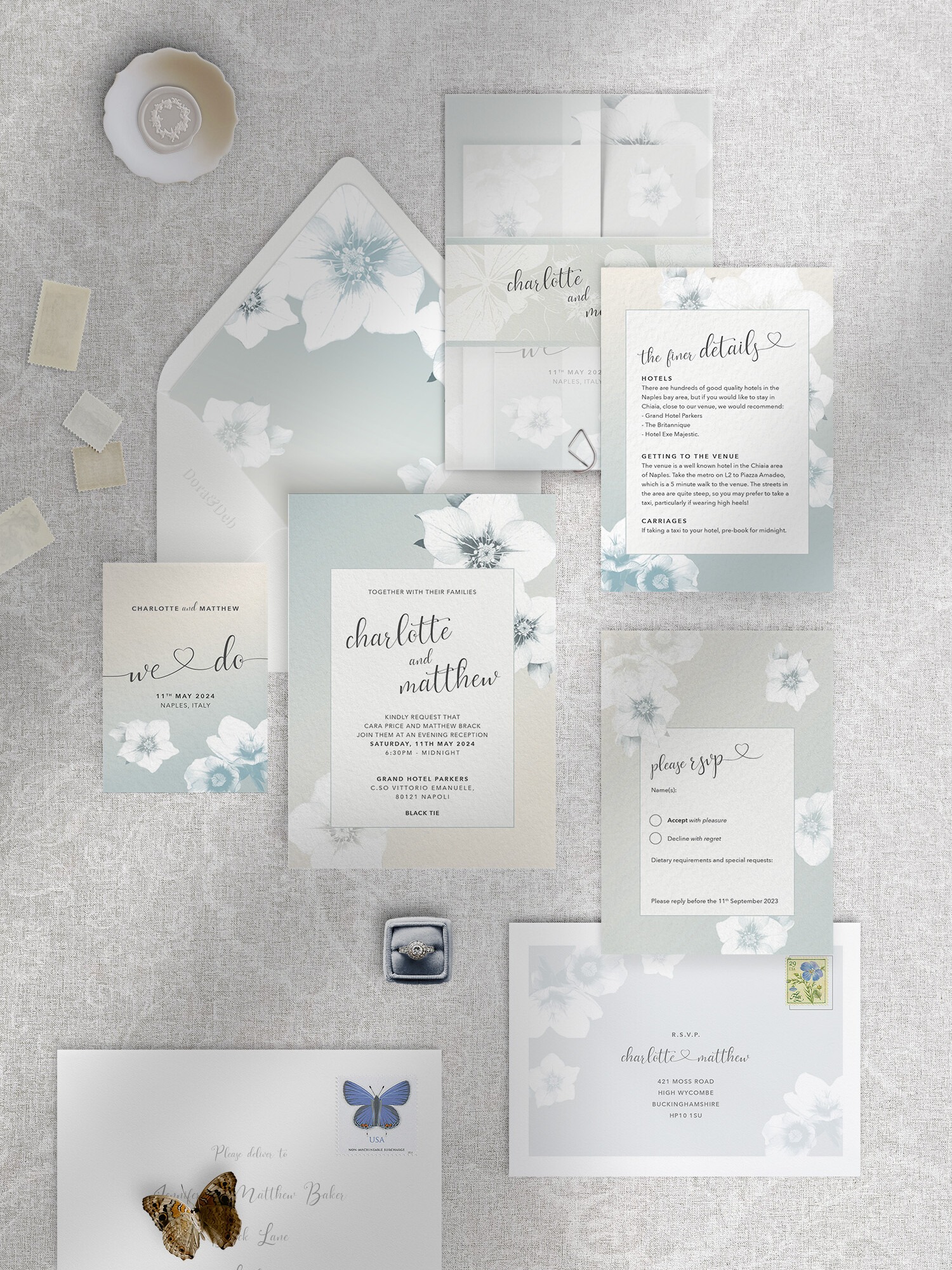 Napoli - Morning Mist - Reception Invitation Suite