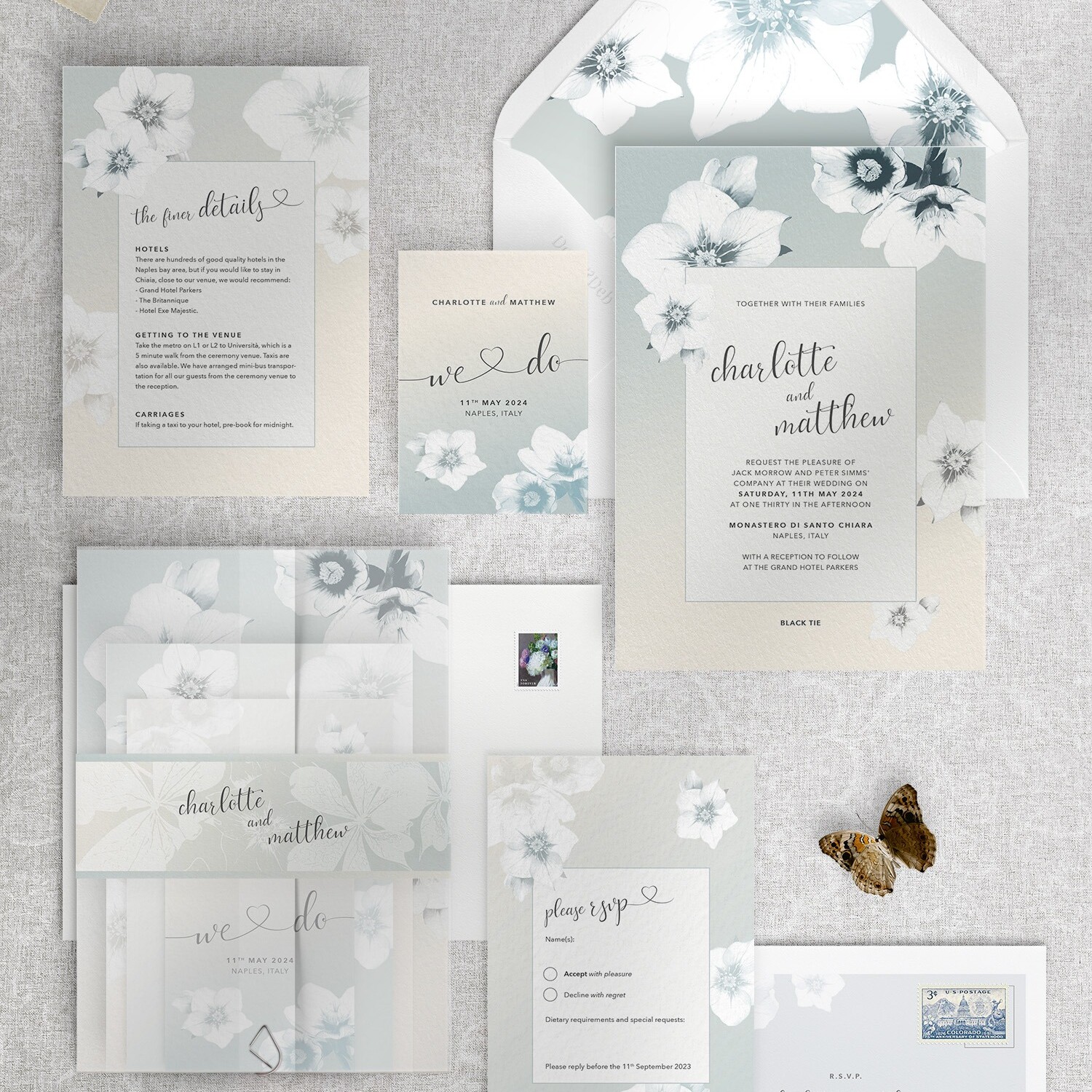 Napoli - Morning Mist - Wedding Invitation Suite