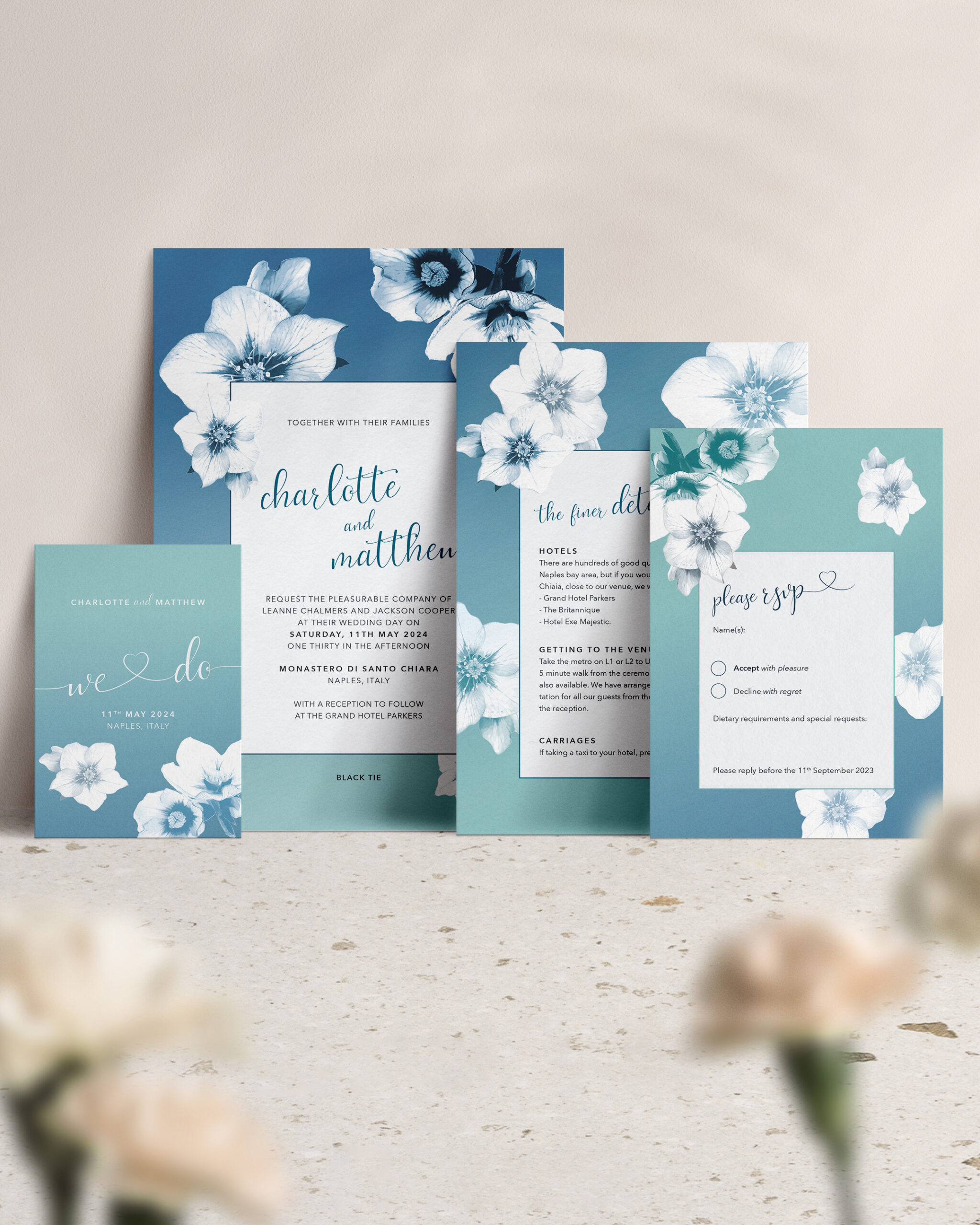 Napoli in Midnight Med - Wedding Invitation Suite