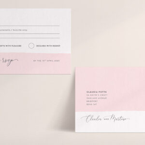 Simplicity Stripe in Soft Pink - Wedding RSVP Postcard