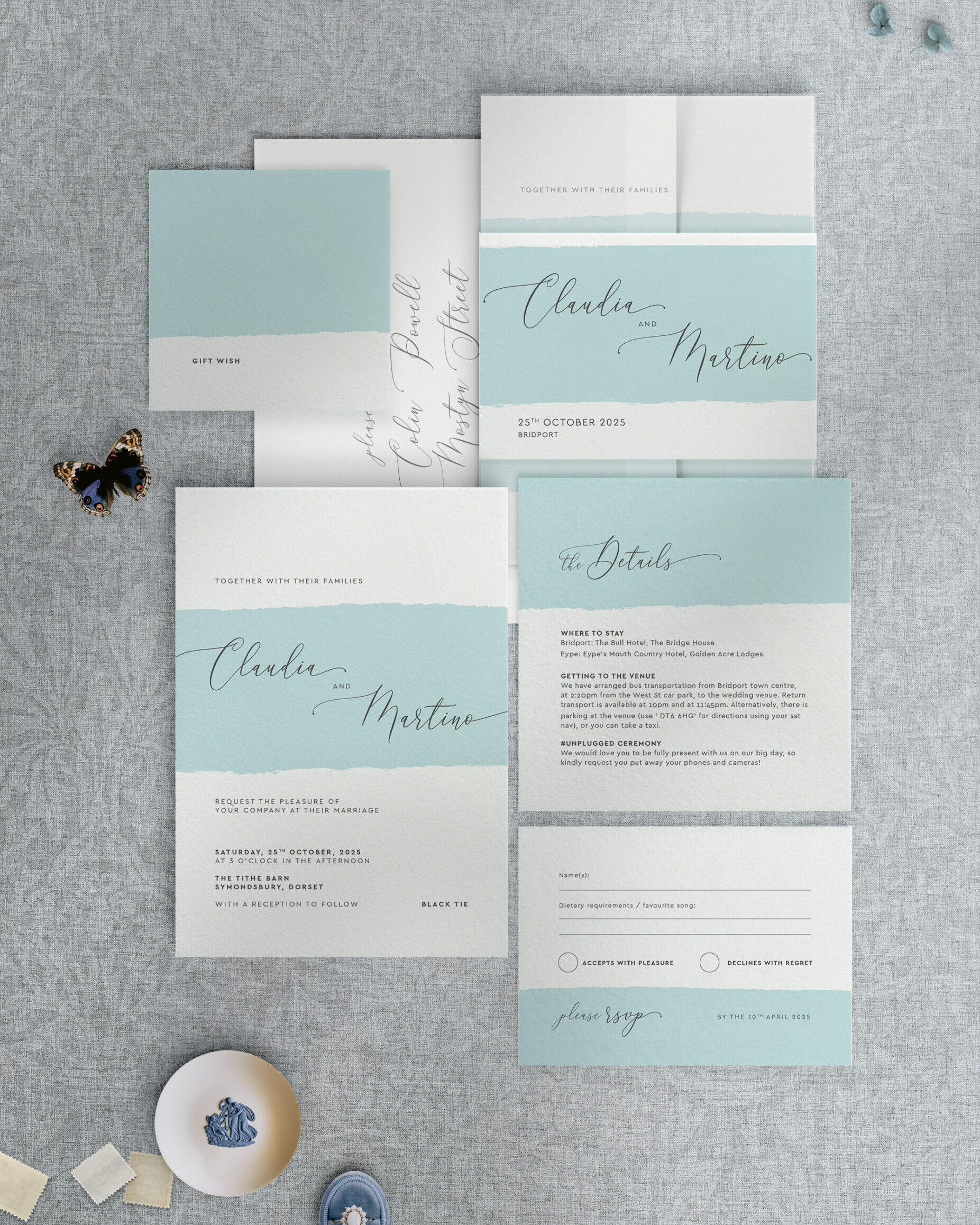 Simplicity - Aqua - Wedding Invitation Suite