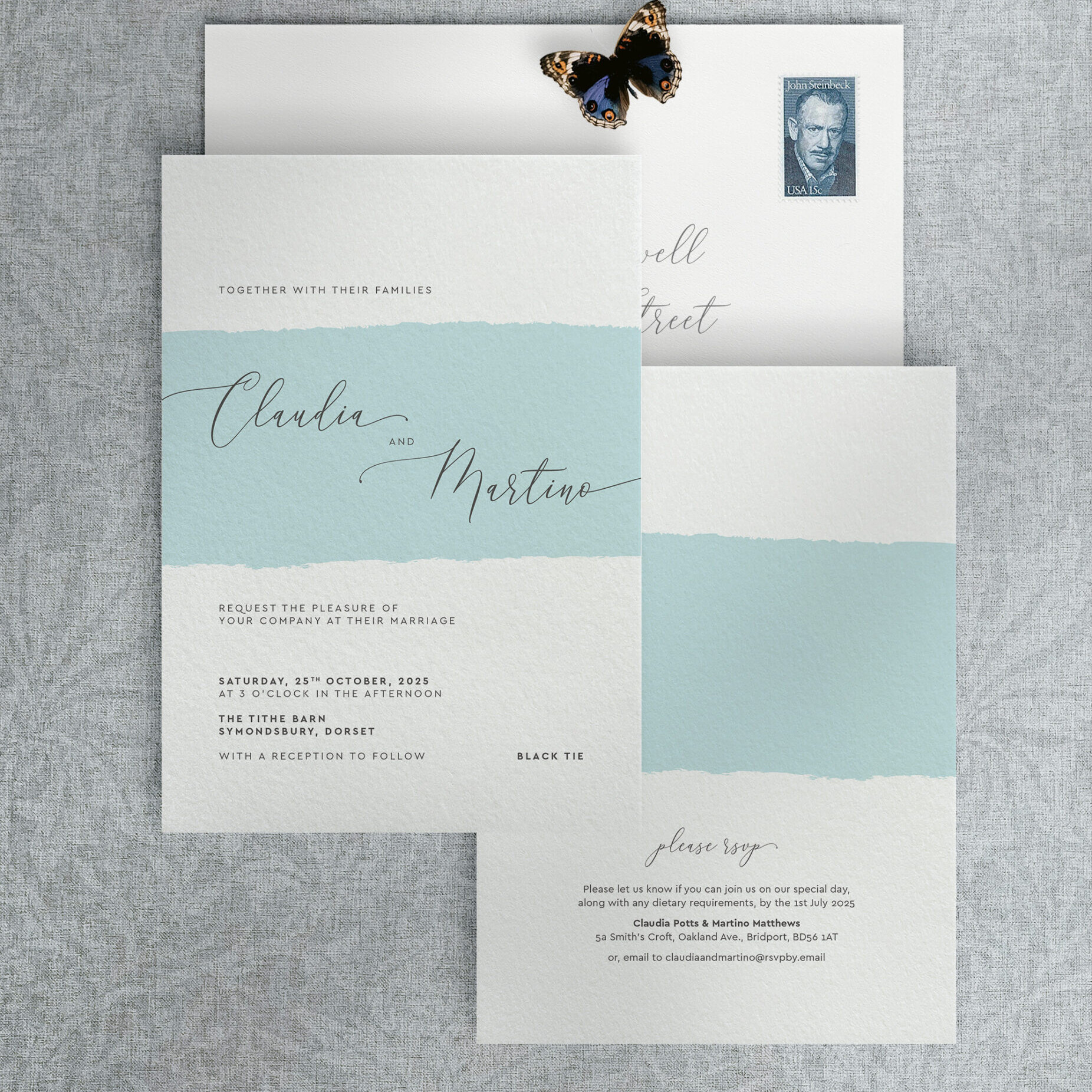 Simplicity - Aqua - Wedding Invitation