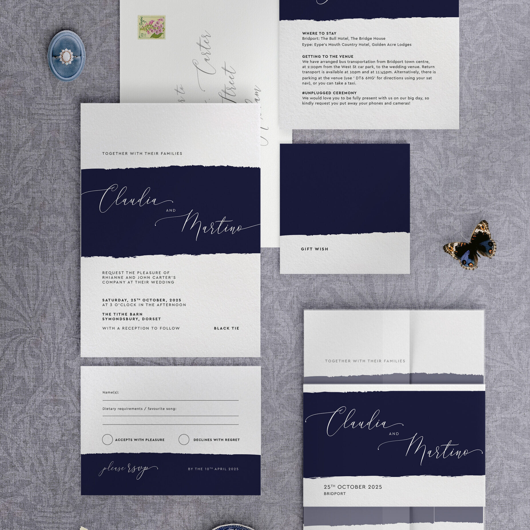 Simplicity - Midnight - Wedding Invitation Suite