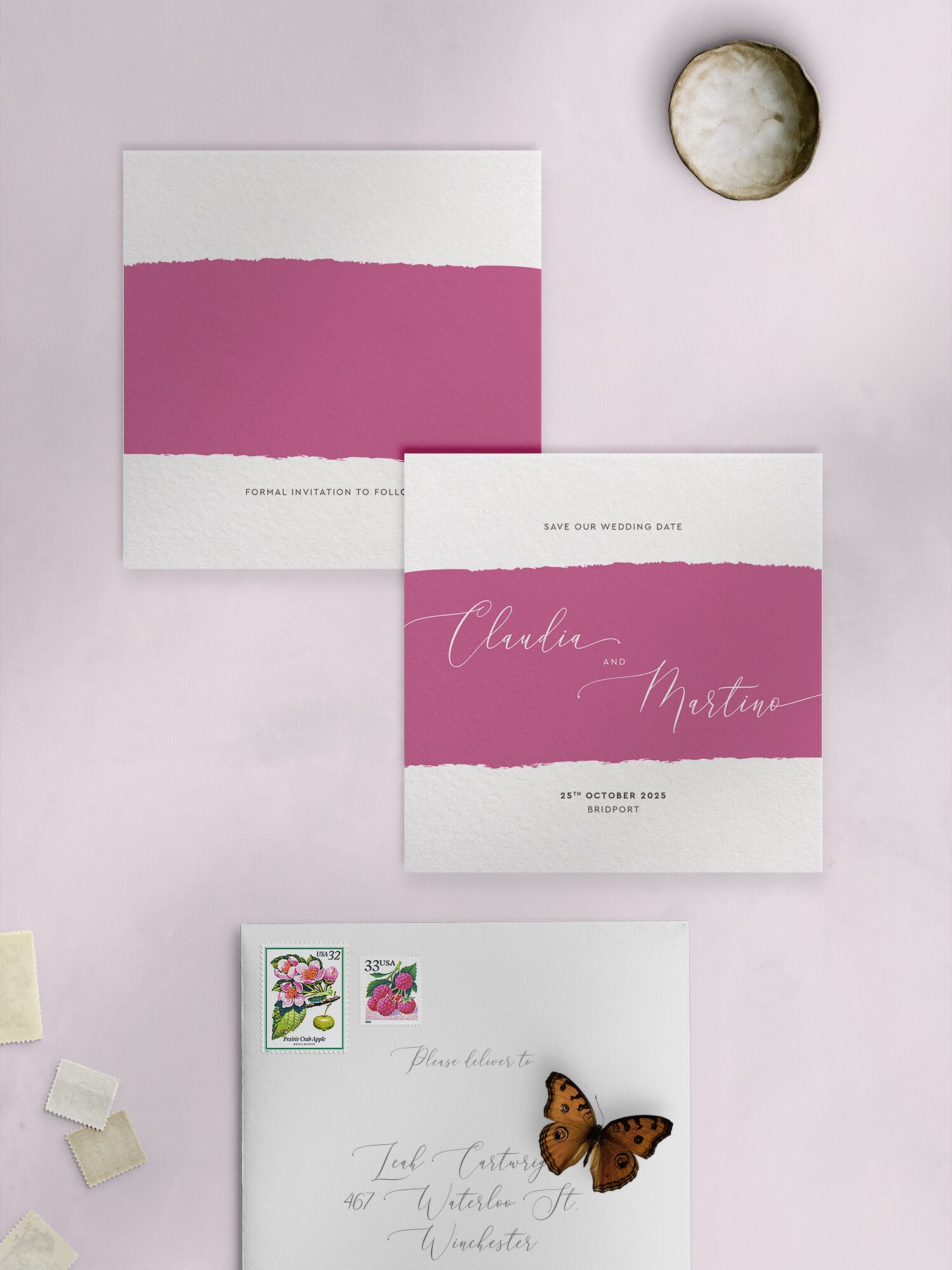 Simplicity - Raspberry - Save the Date - Square