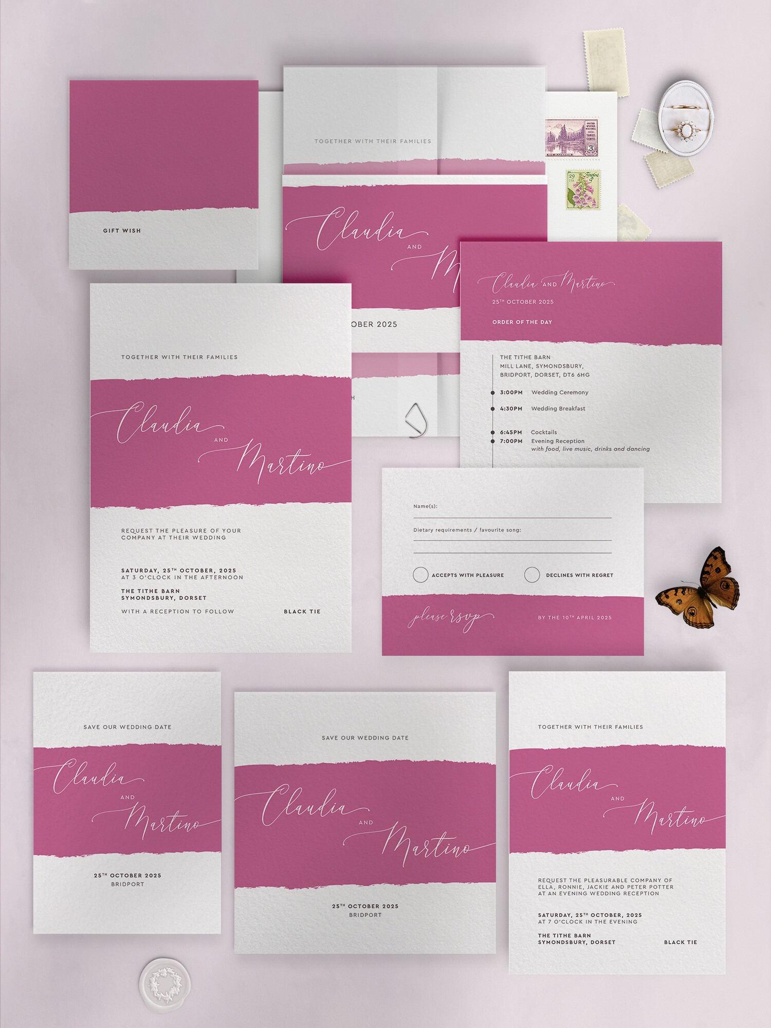 Simplicity - Raspberry - Wedding Stationery Collection