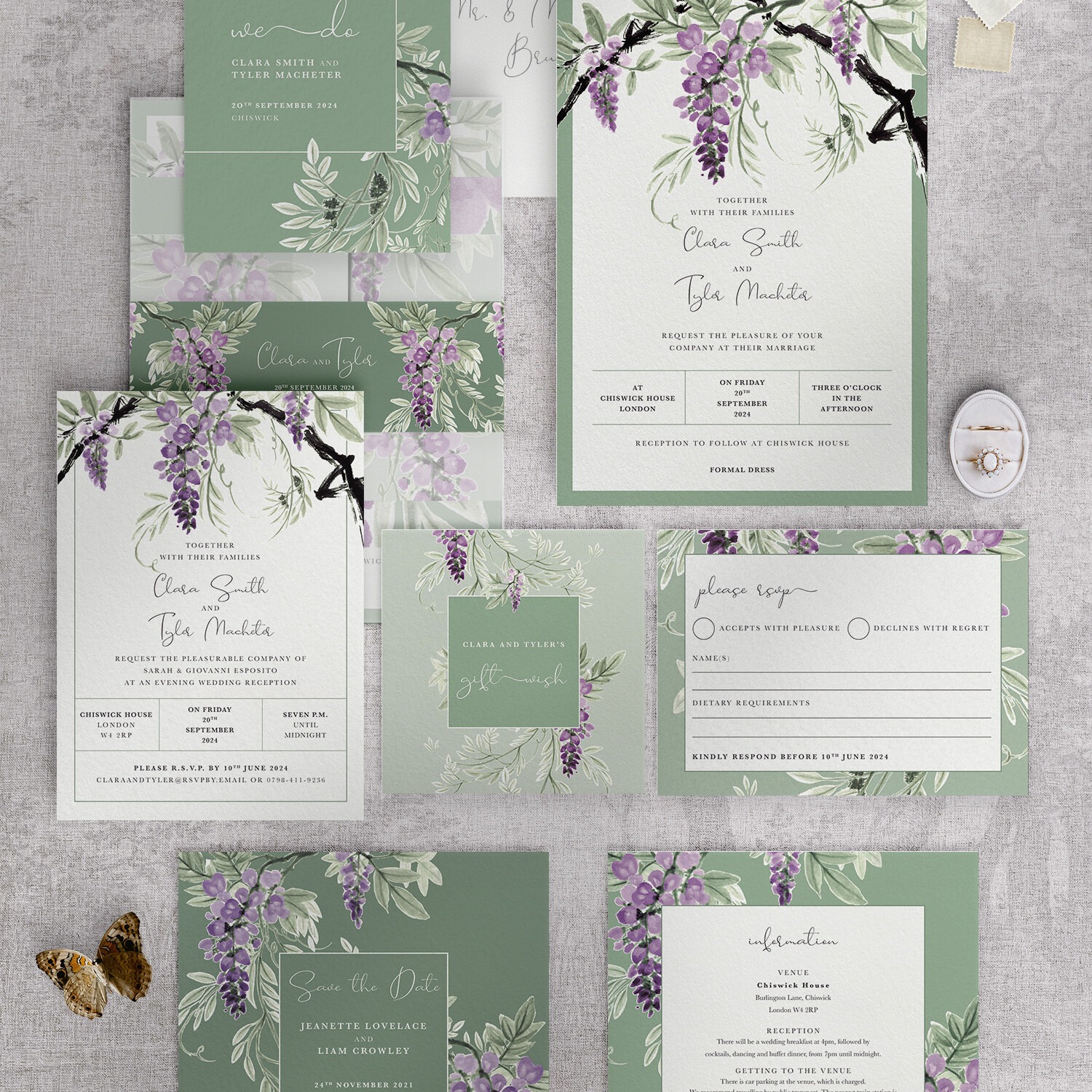 Wisteria Falls - Garden Green - Stationery Collection
