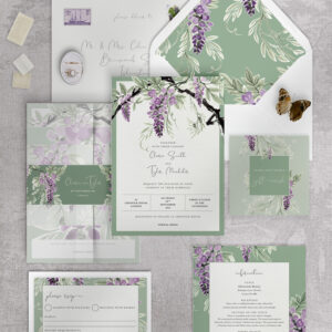 Wisteria Falls - Garden Green - Wedding Invitation Suite