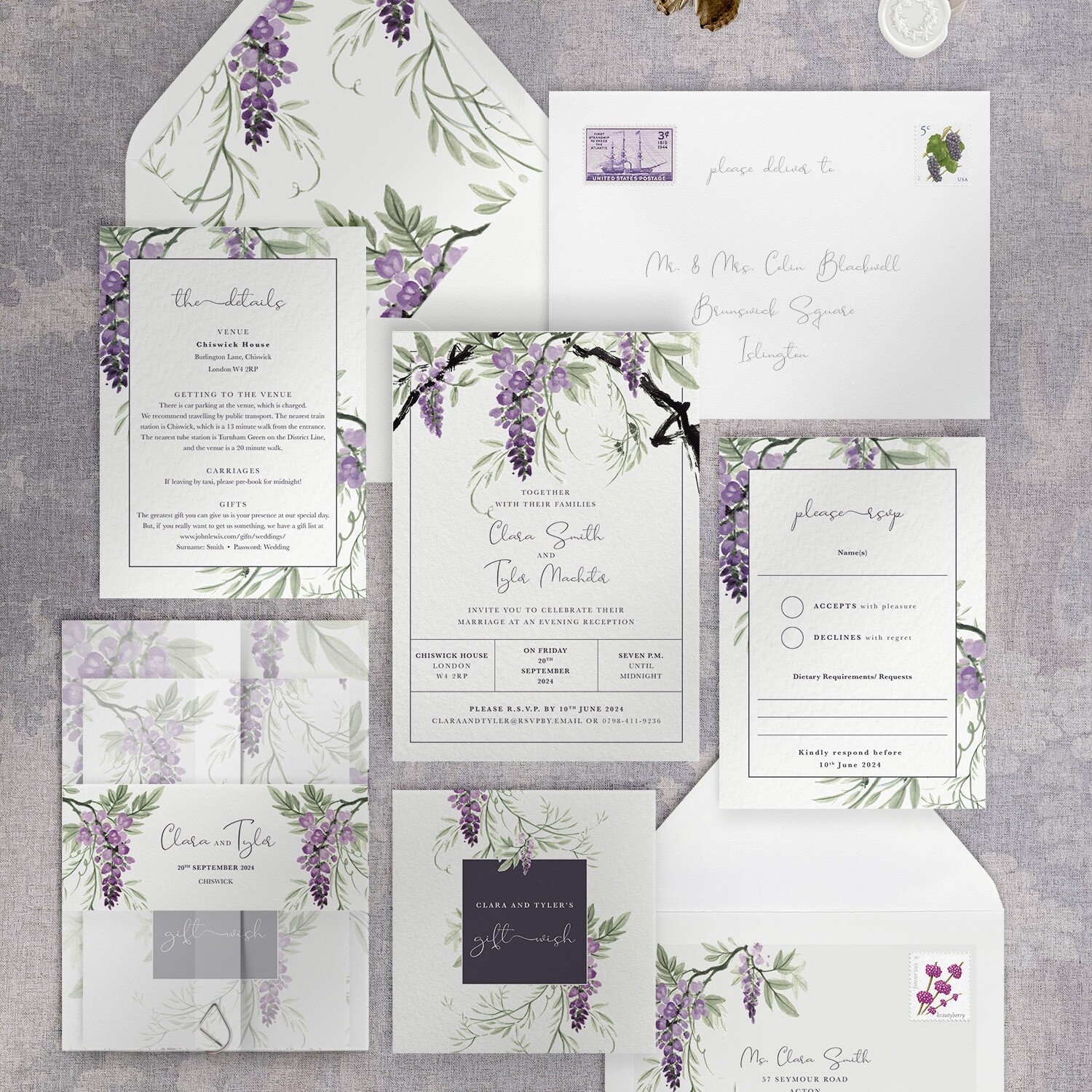 Wisteria Falls - Morning Light - Reception Invitation Suite