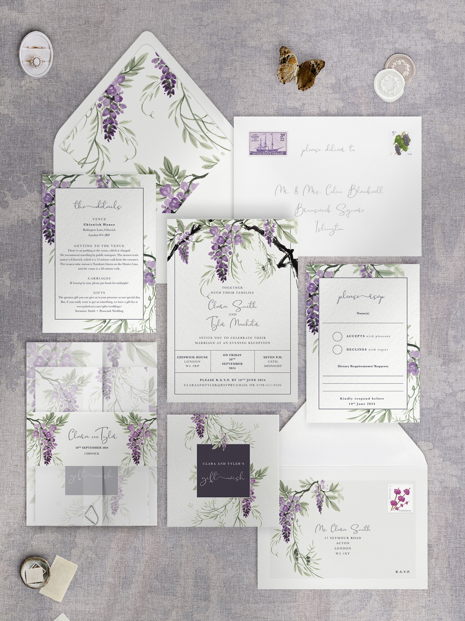 Wisteria Falls - Morning Light - Reception Invitation Suite