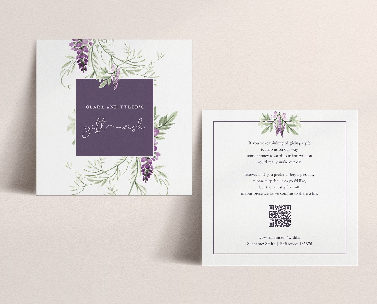 Wisteria Falls Gift Wish in Lilac-Plum - White Front