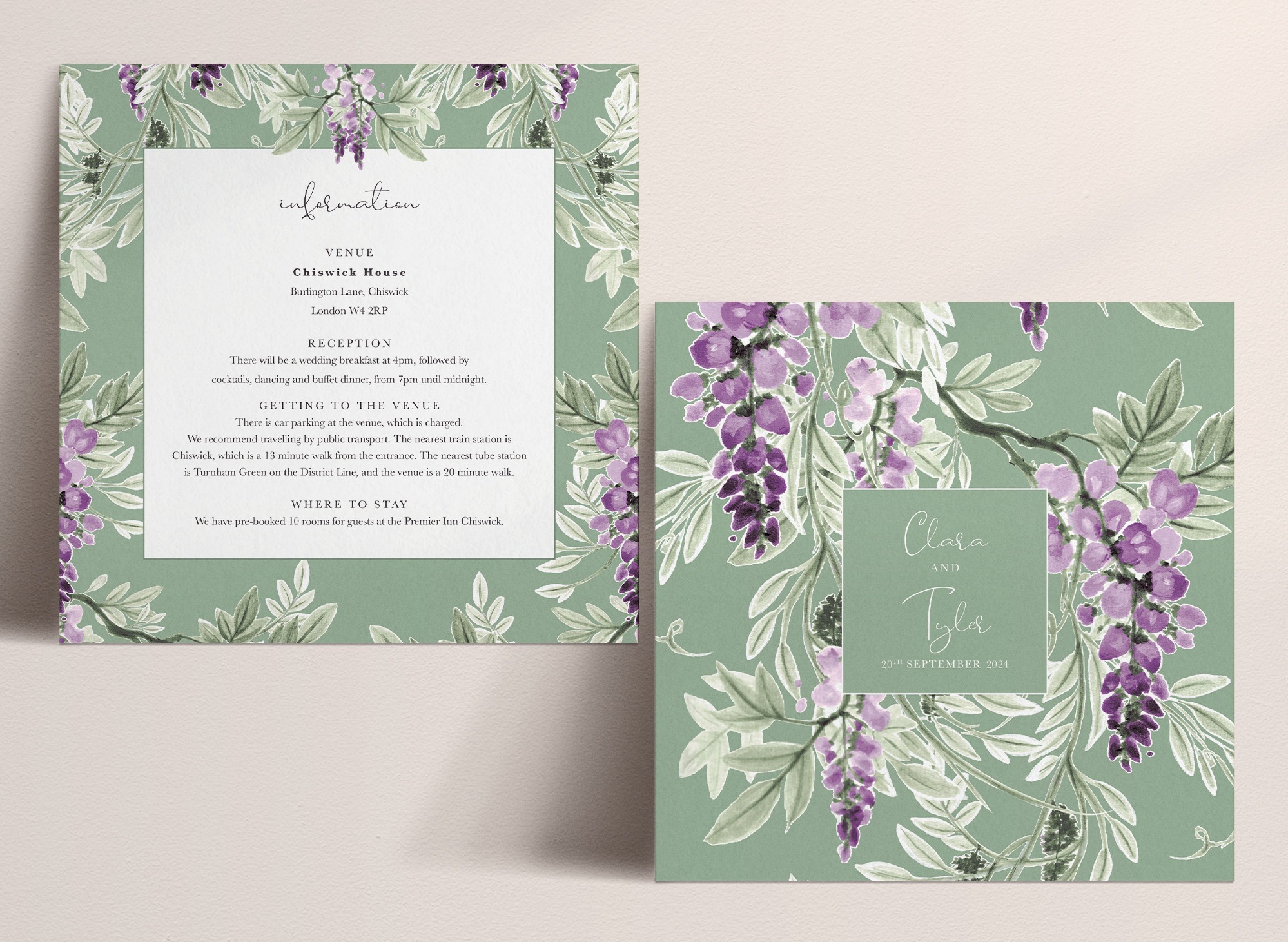 Garden Green Wisteria Falls Information Card - V2 Tumbling Wisteria
