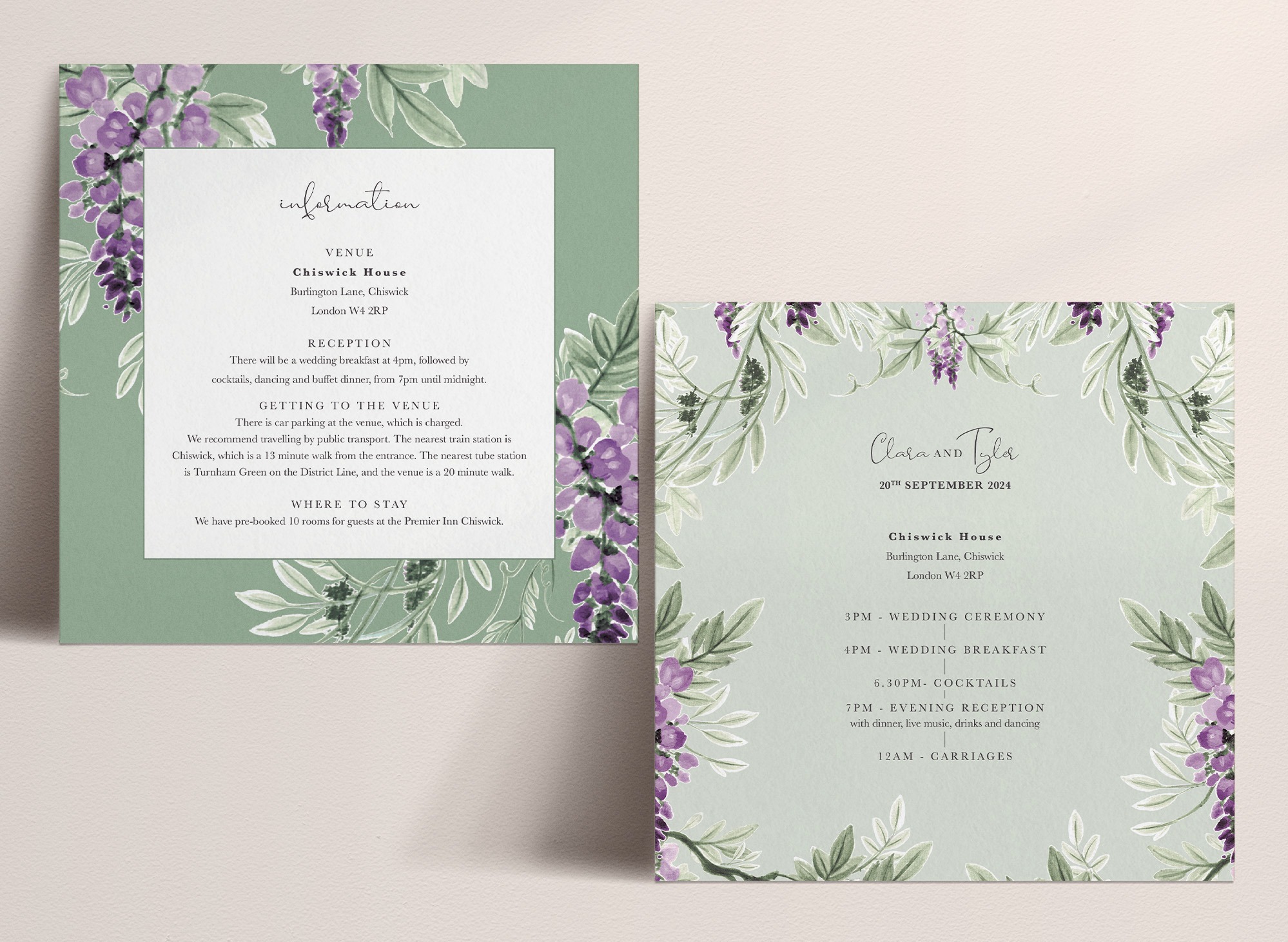 Garden Green Wisteria Falls Information Card - V1 Order of Day