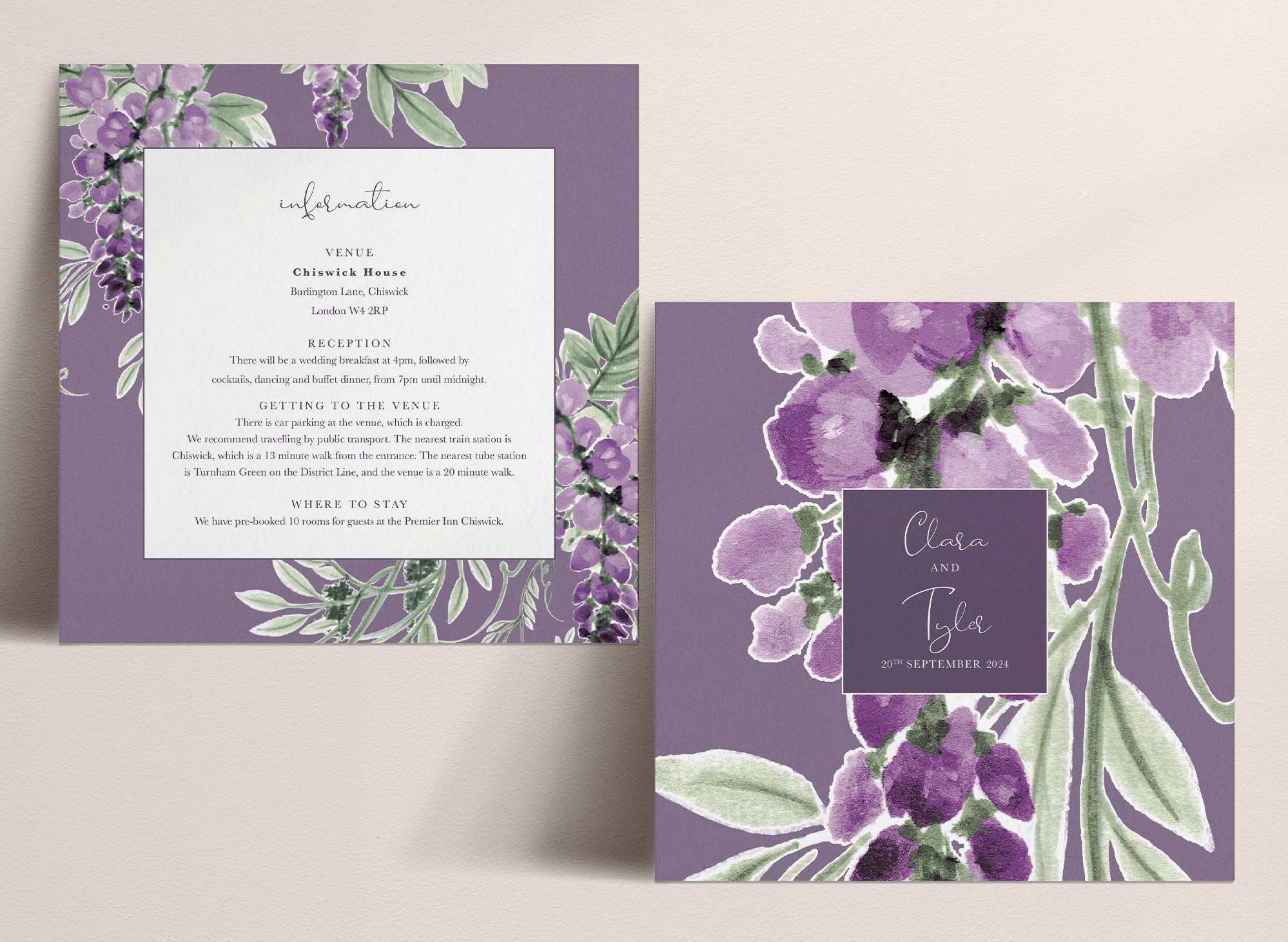 Wisteria Falls Information Card - Lilac-Plum - V1 Oversize Wisteria