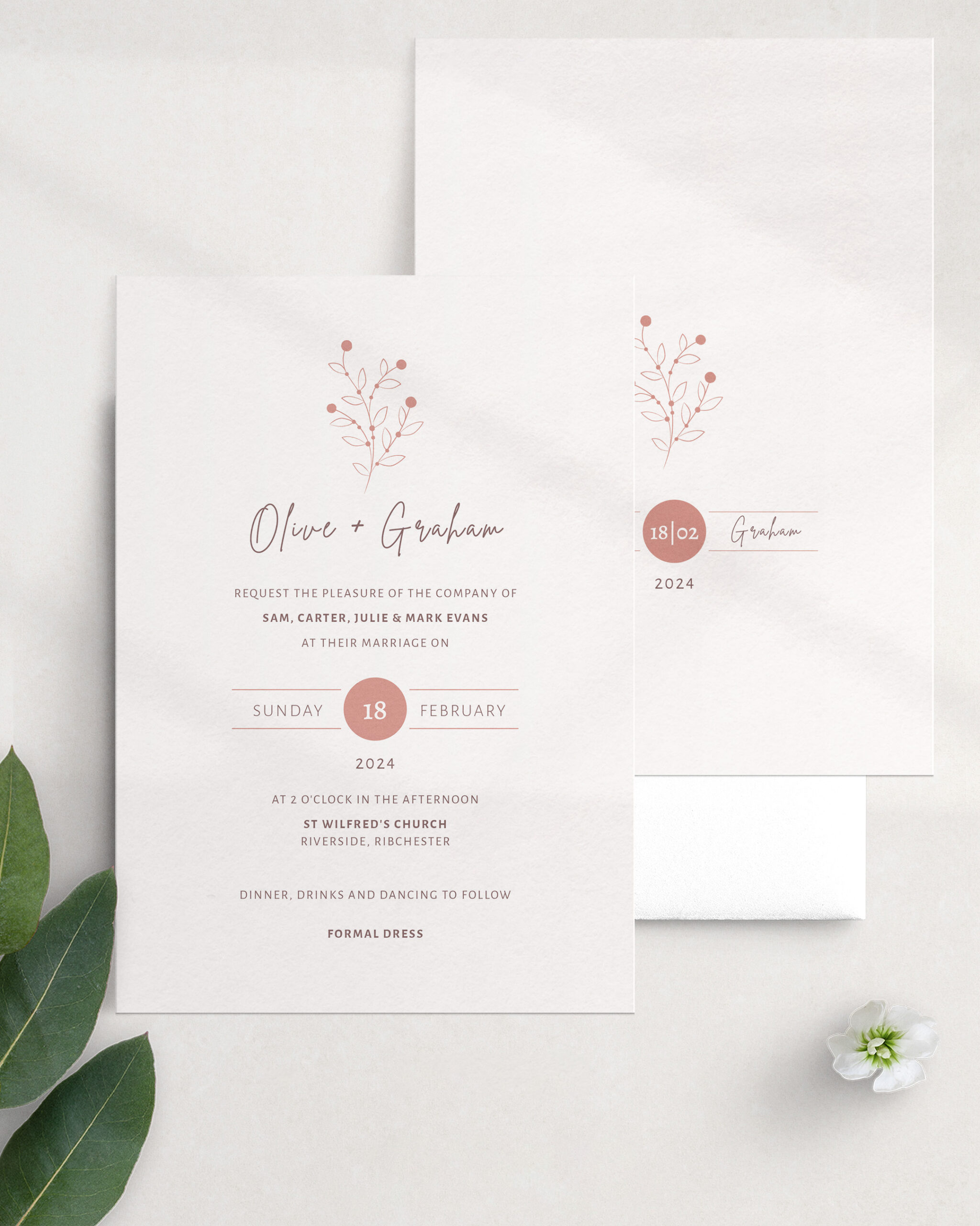 Berry Bloom in Summer - Wedding Invitation with Names to Reverse