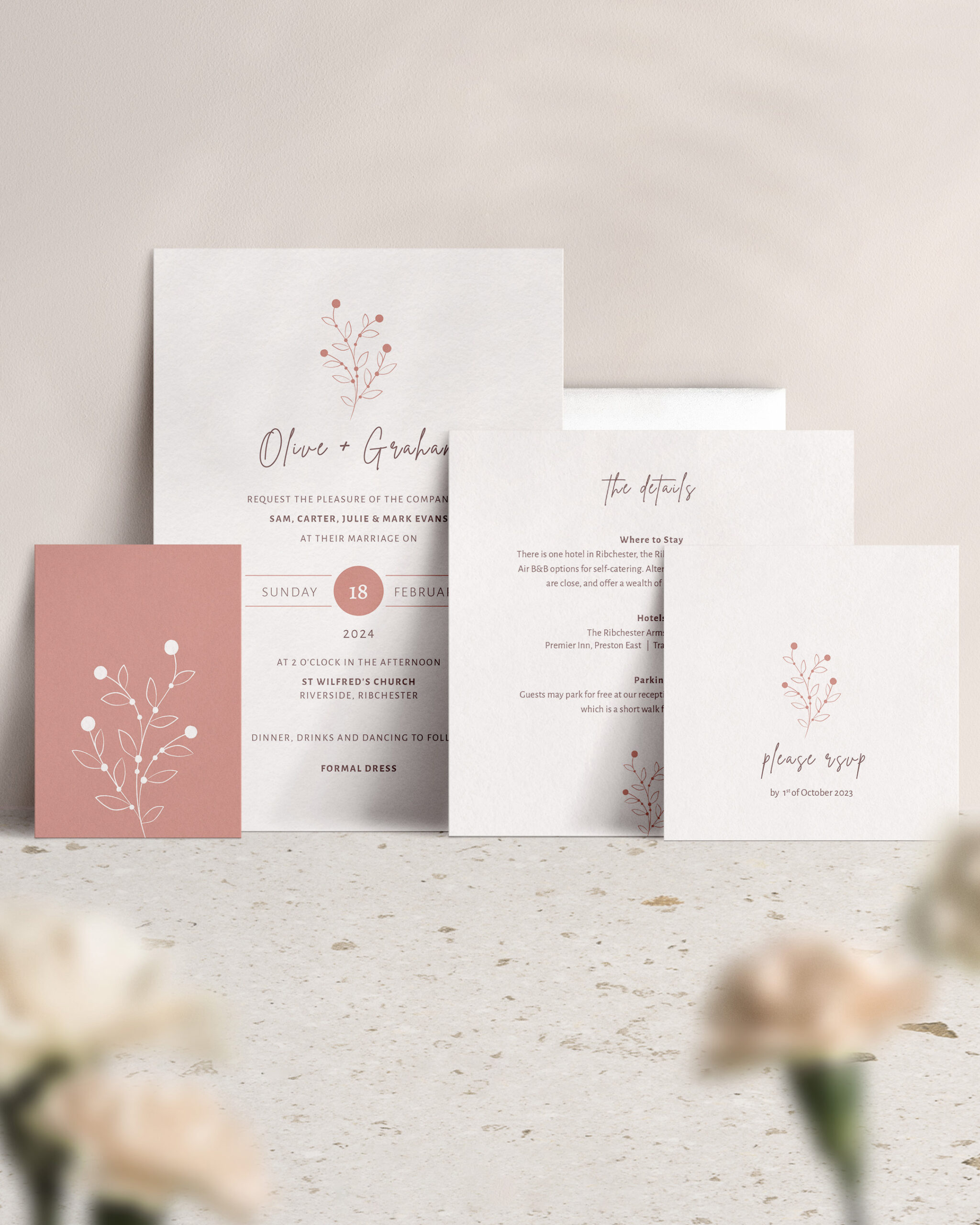 Berry Bloom in Summer Wedding Invitation Suite