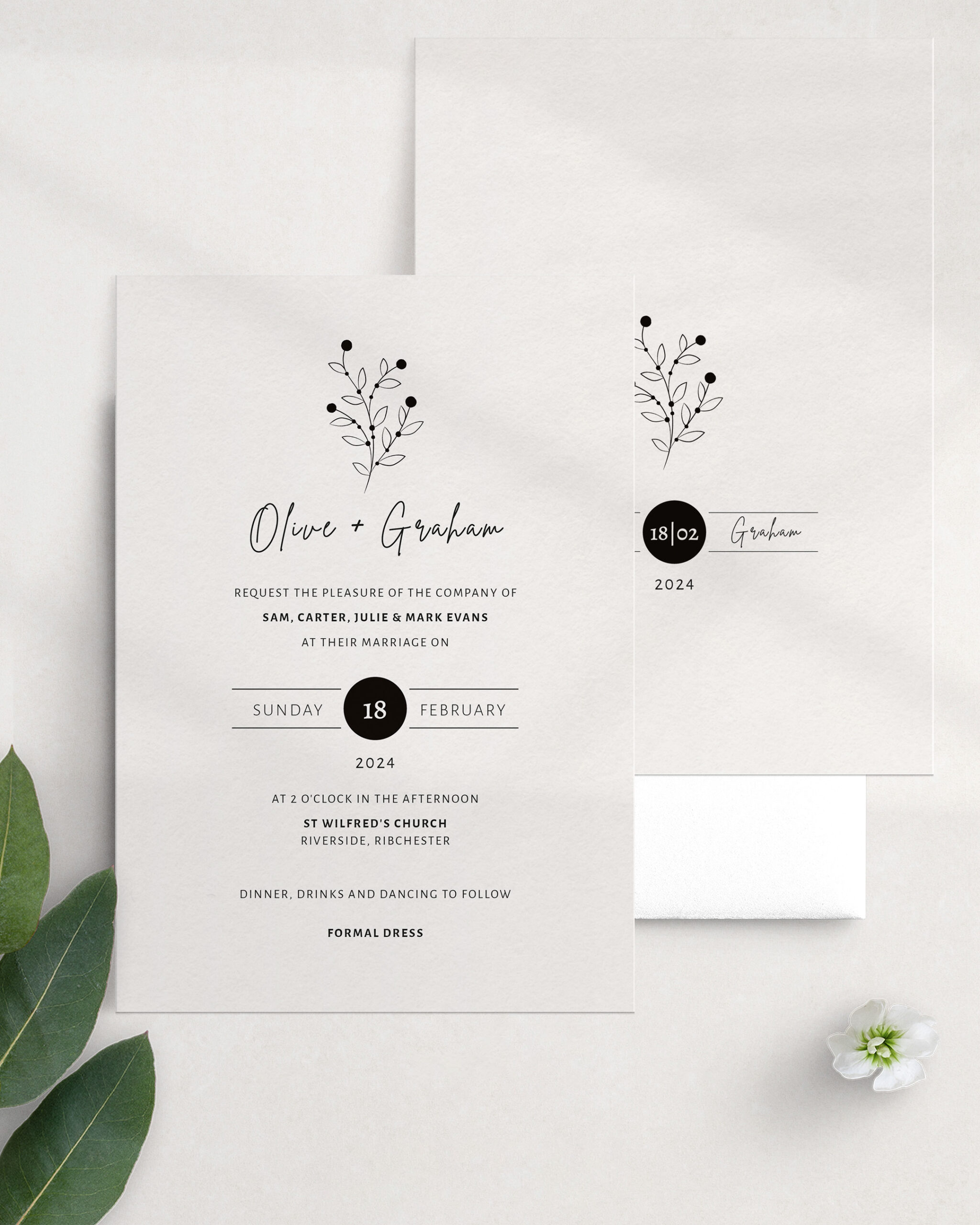 Berry Bloom in Winter - Wedding Invitation - Names Reverse