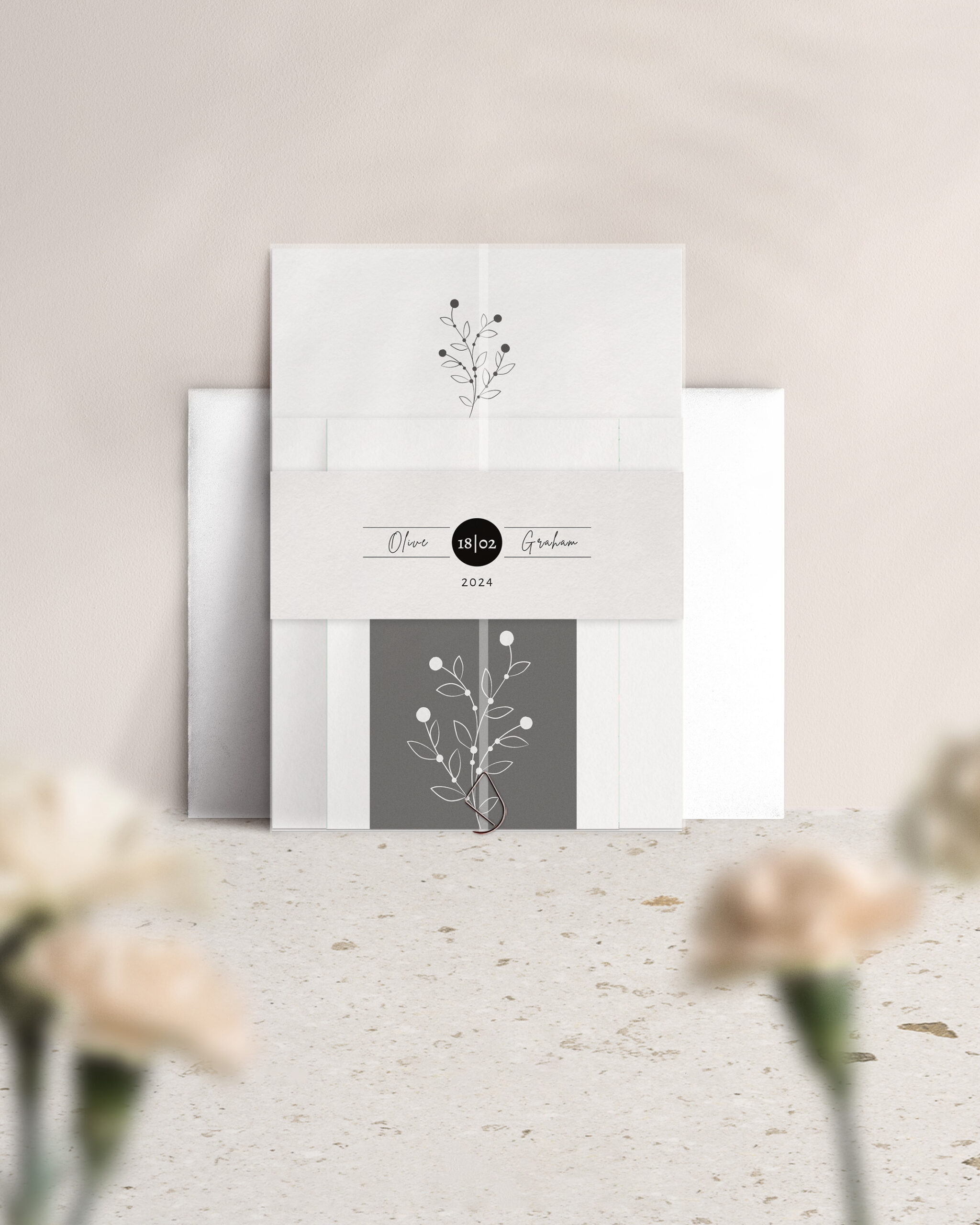 Berry Bloom in Winter - Wedding Invitation Suite - A5, Premium Suite