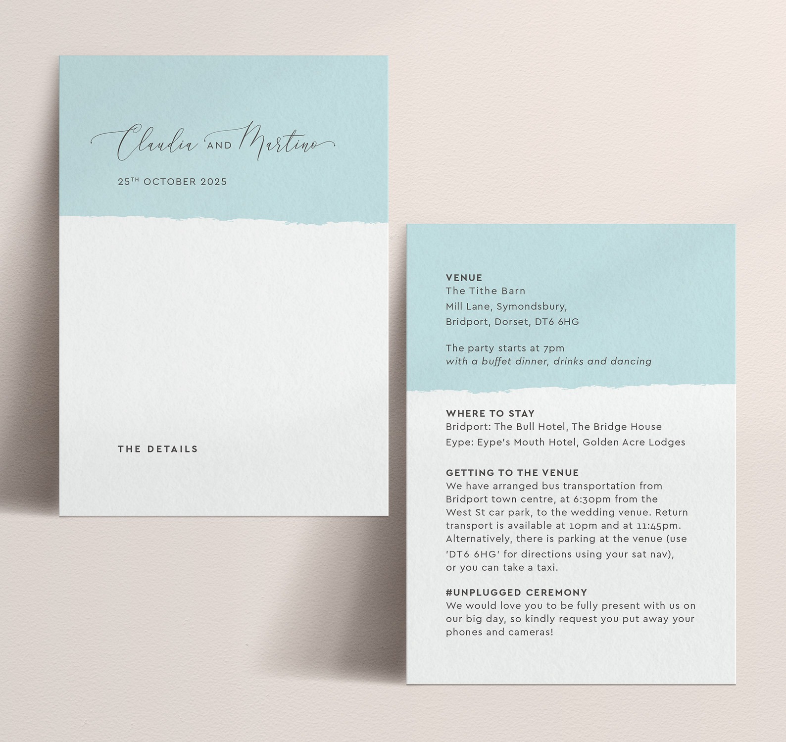 Reception Details Card - Simplicity Stripe in Aqua