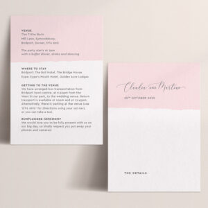 Simplicity Stripe in Soft Pink - A6 Wedding Information Card