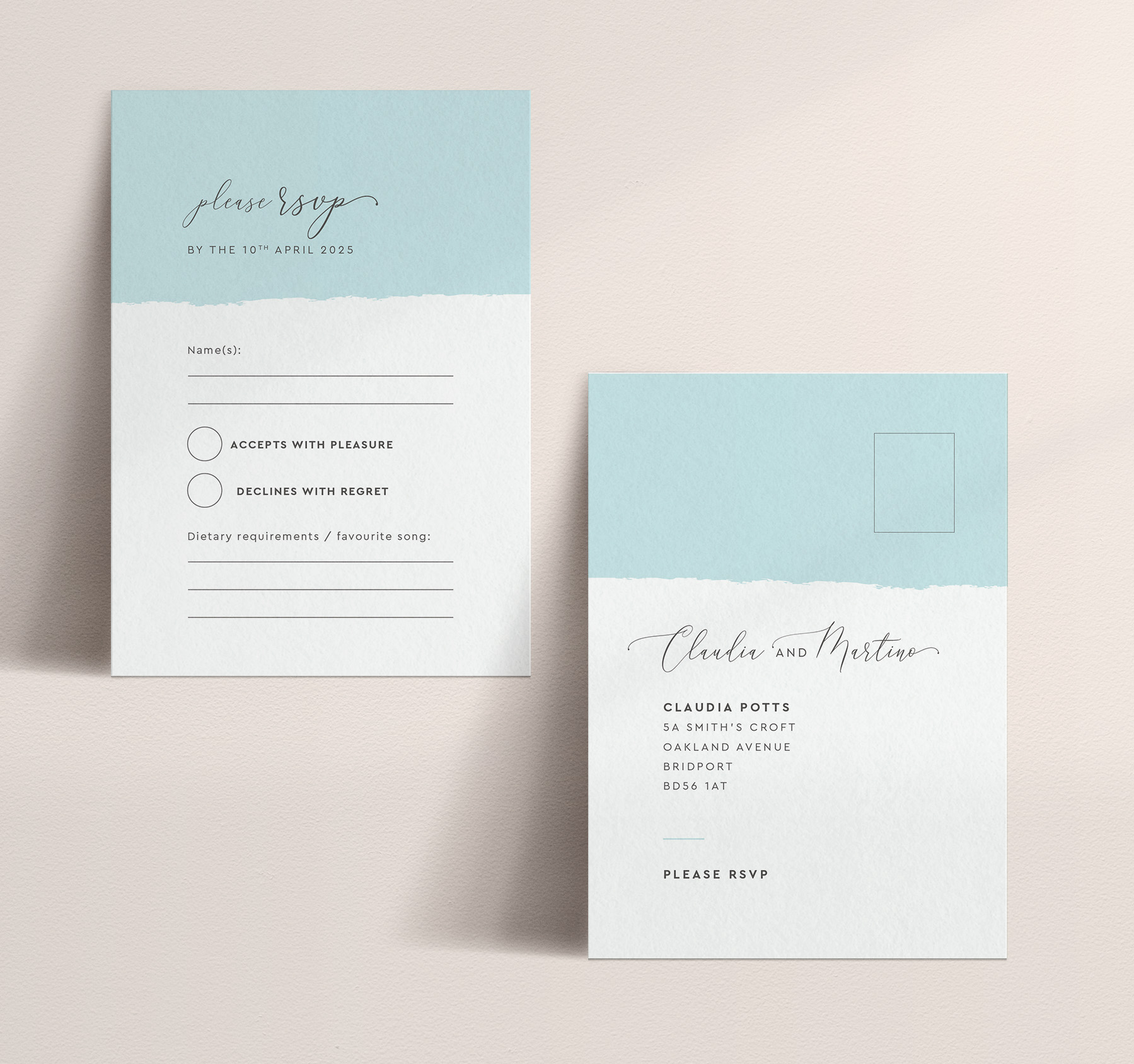 Wedding Reception A6 RSVP Postcard - Simplicity Stripe in Aqua