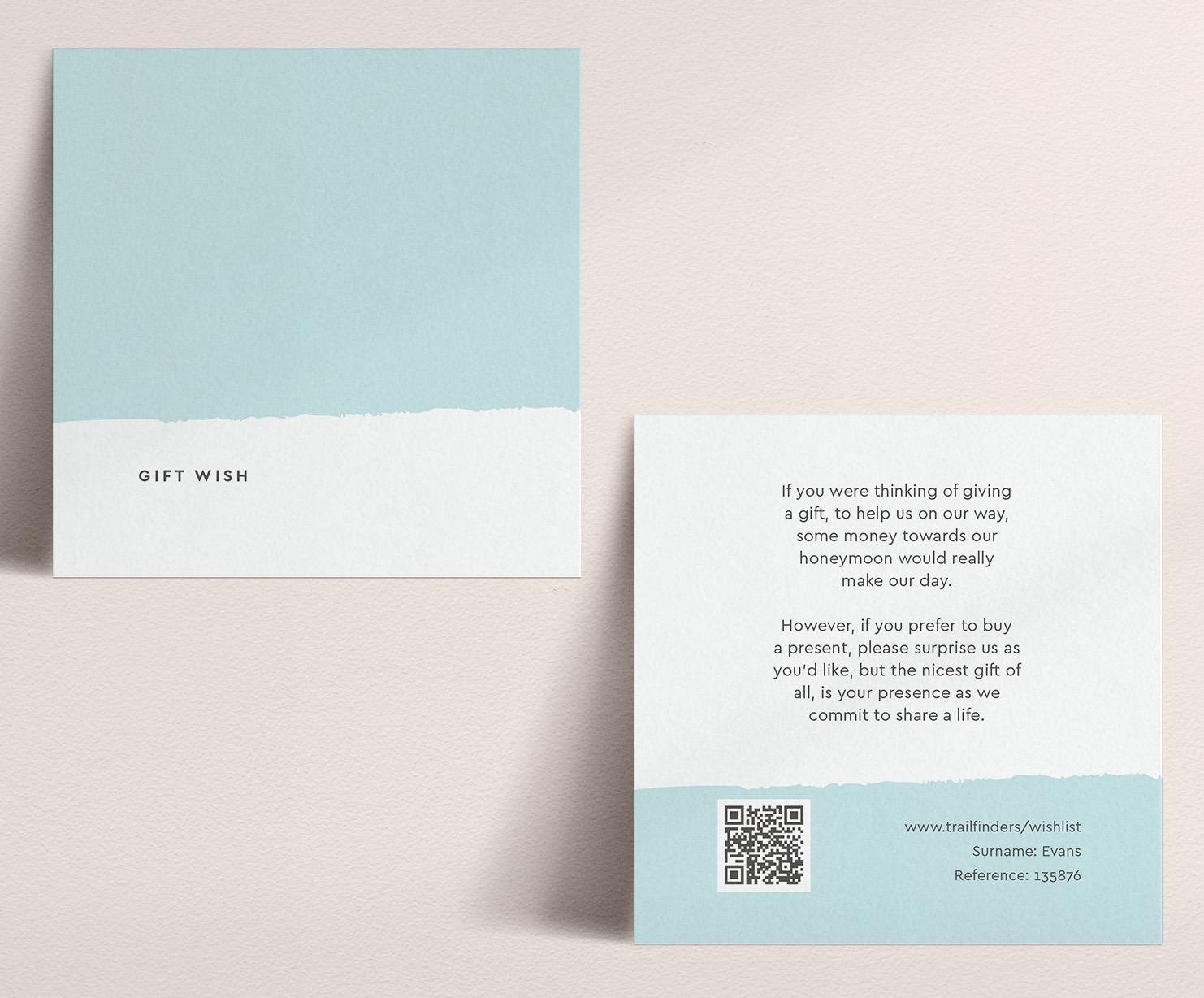 Simplicity Stripe in Aqua - Small Honeymoon Wish Card