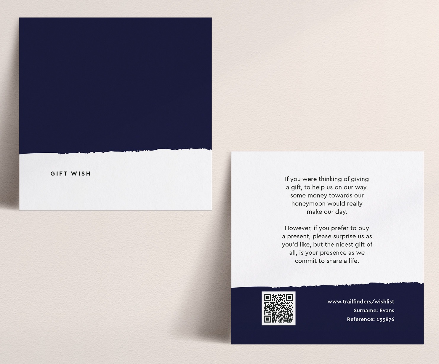 Simplicity Stripe in Midnight - Wedding Honeymoon Wish Gift List Card