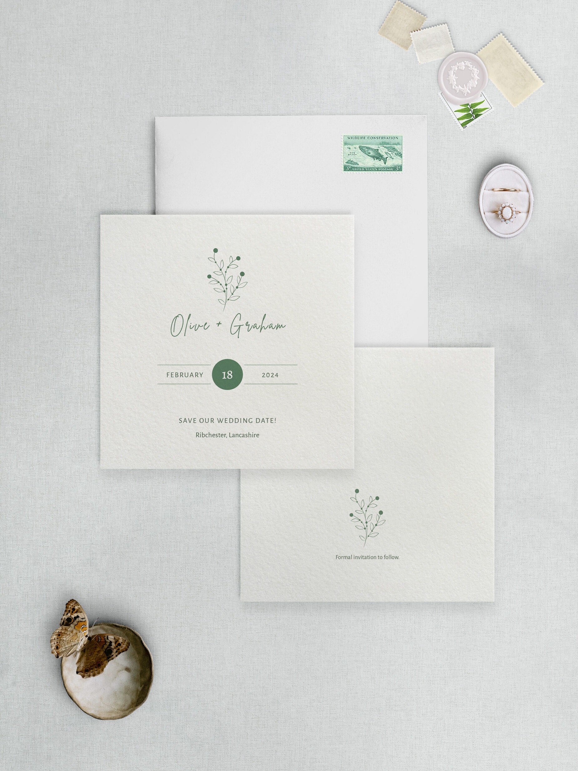 Berry Bloom in Spring - Save the Date Card - SQ