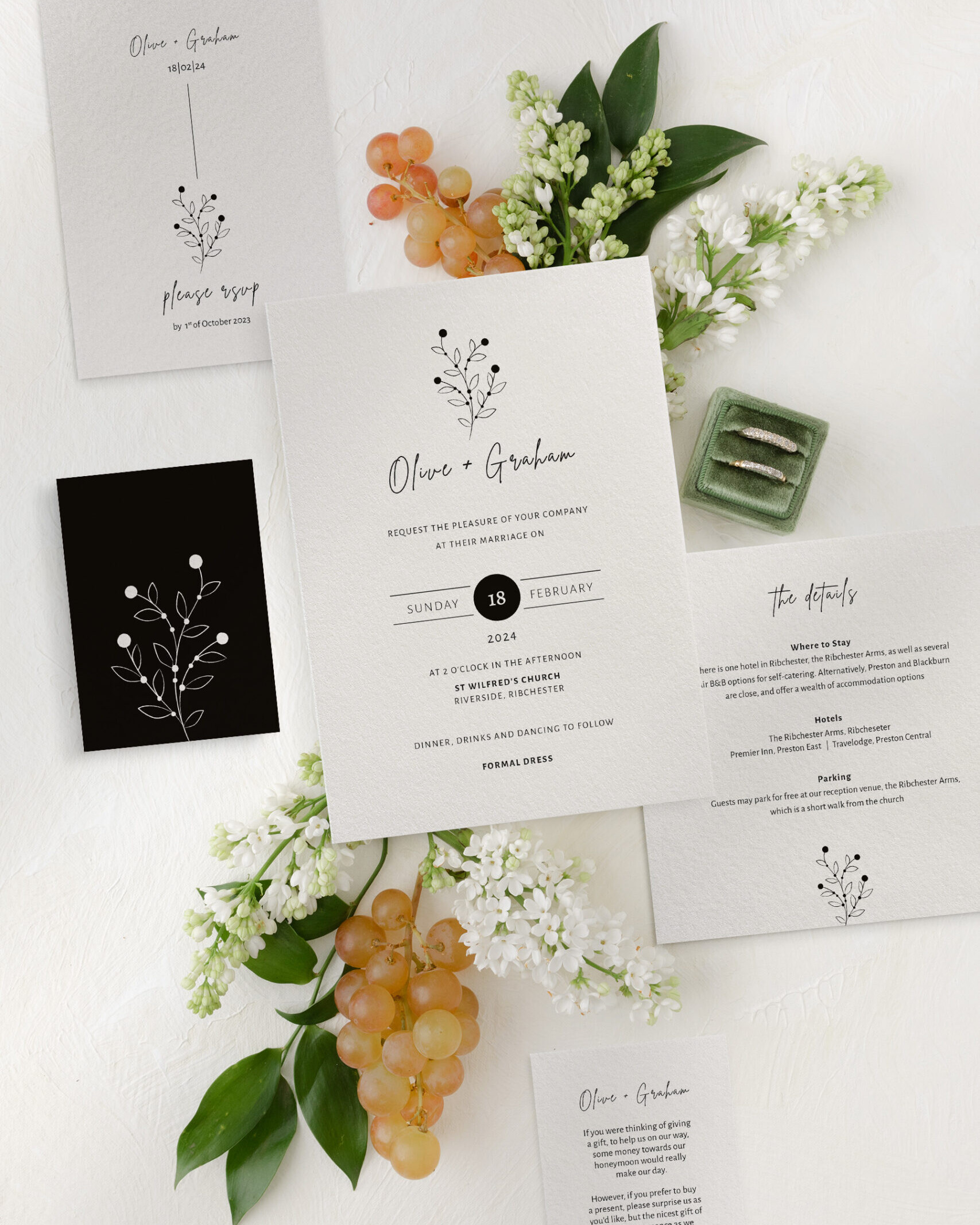 Berry Bloom in Winter Wedding Invitation Suite