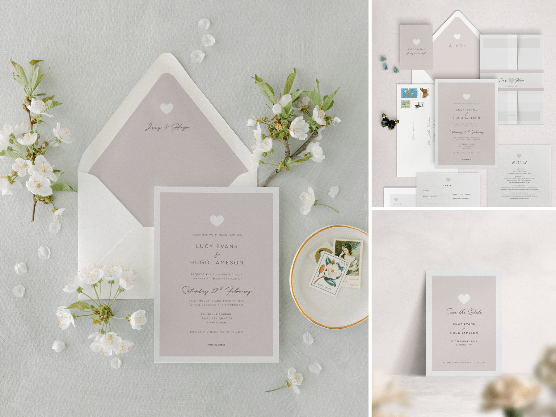 Modern Romance in Putty Wedding Stationery Collection