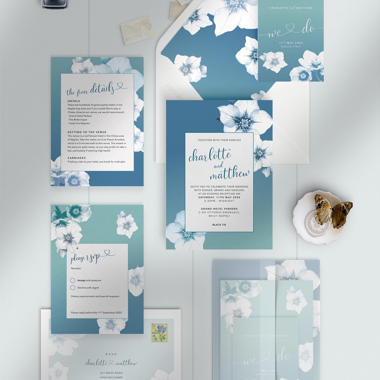 Napoli - Midnight Med - Reception Invitation Suite