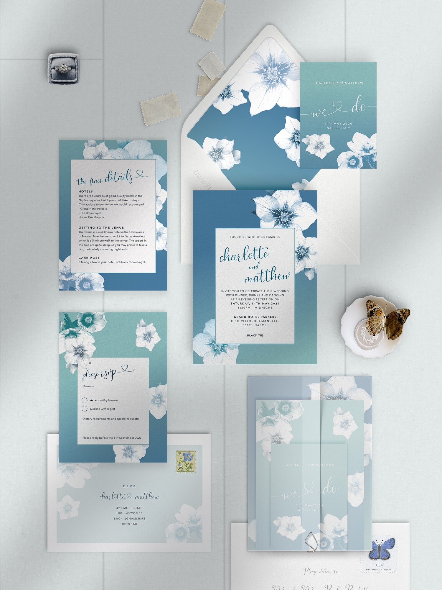 Napoli - Midnight Med - Reception Invitation Suite