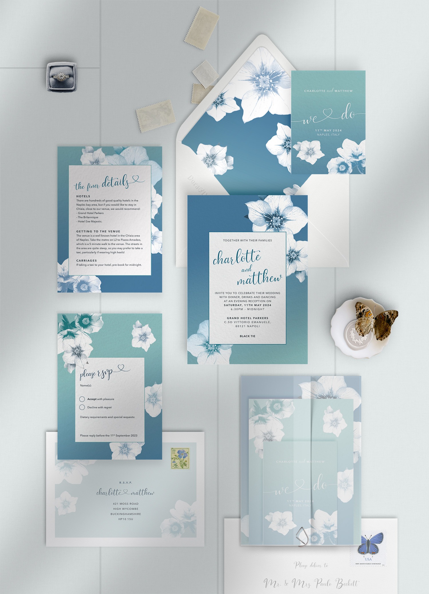 Napoli - Midnight Med - Reception Invitation Suite
