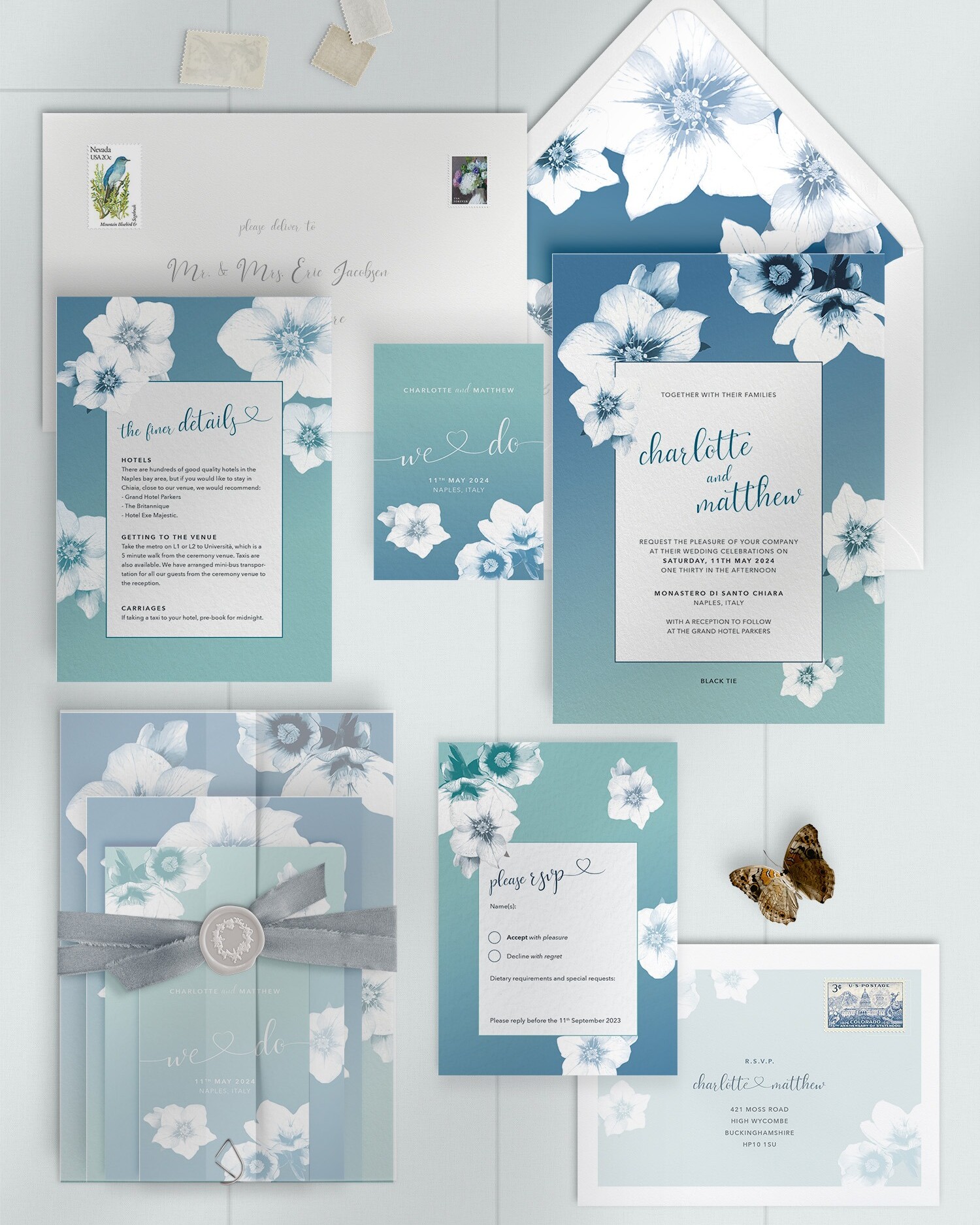 Napoli - Midnight Med - Wedding Invitation Suite