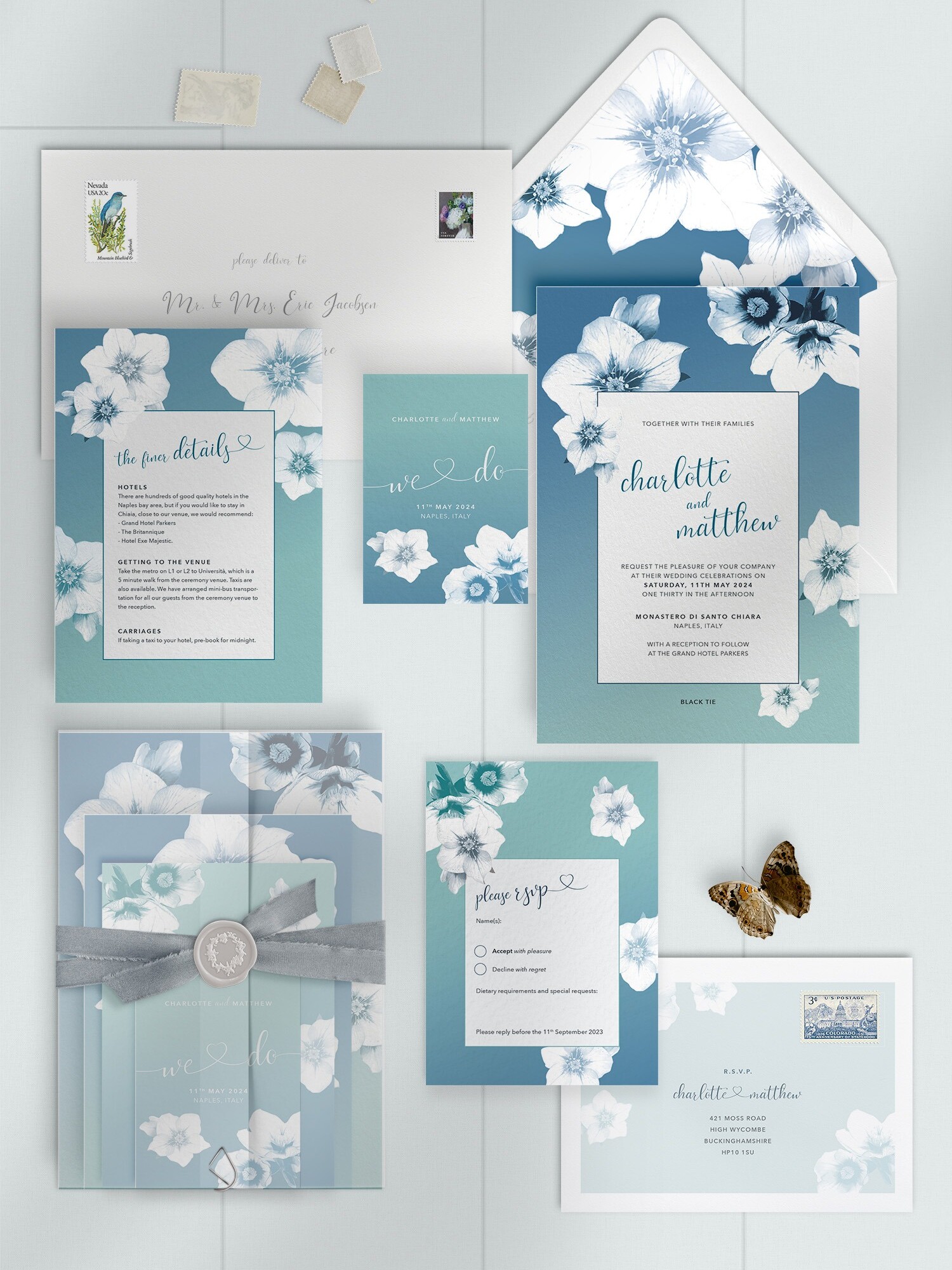 Napoli - Midnight Med - Wedding Invitation Suite