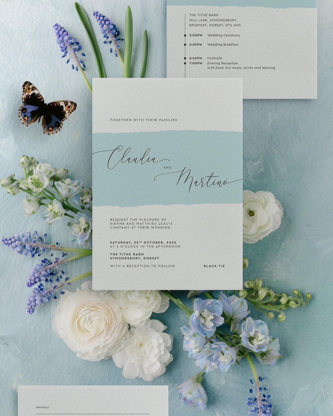 Simplicity Stripe in Aqua Wedding Invitation