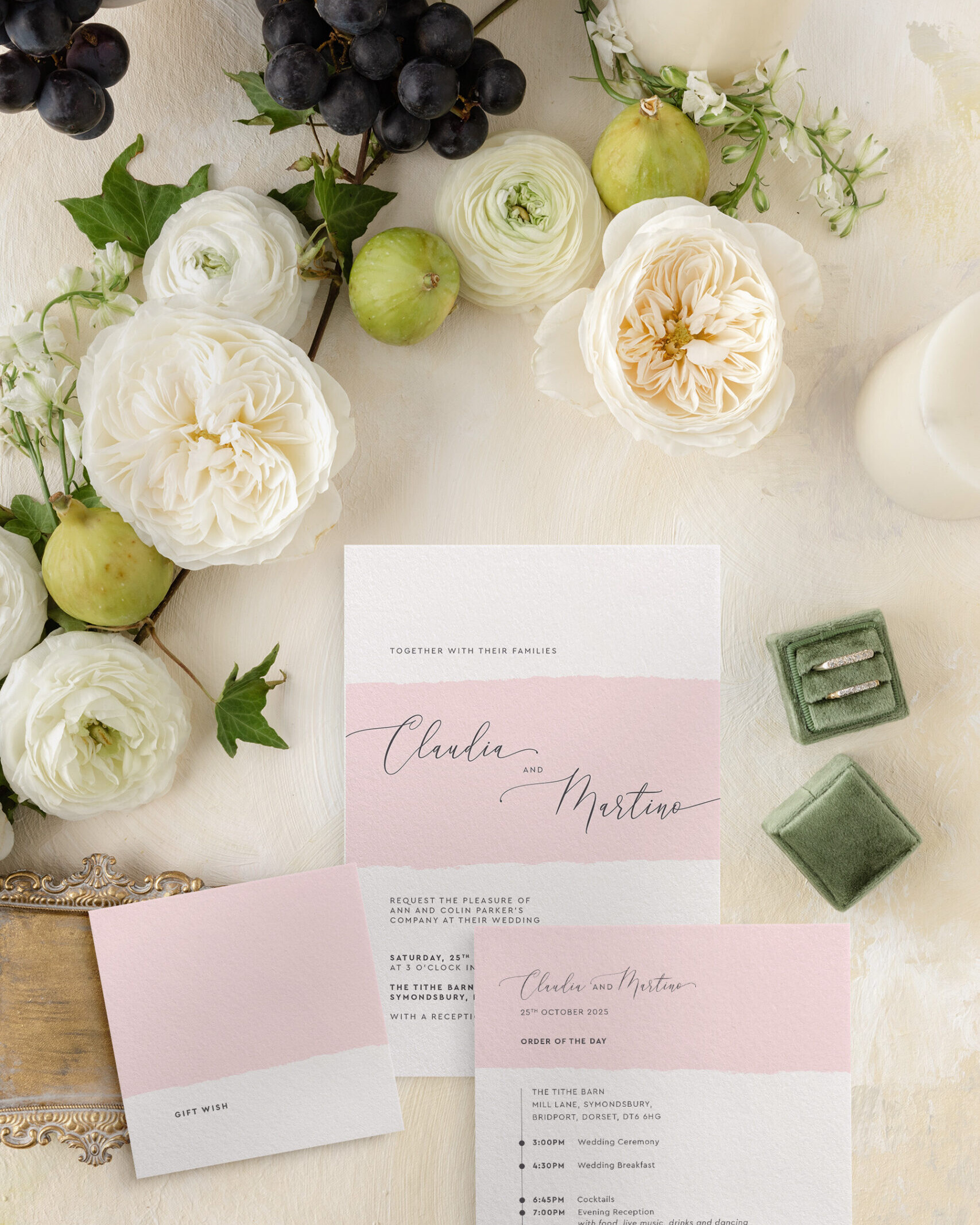 Simplicity stripe in soft pink wedding invitation
