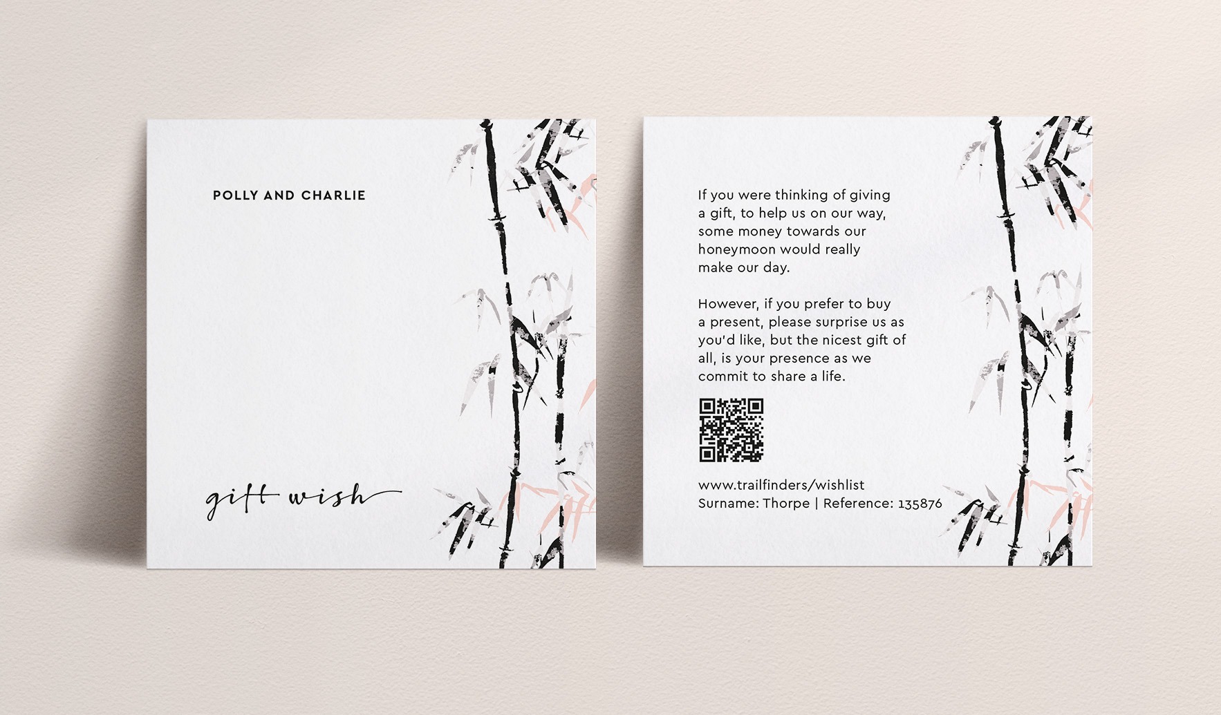 Bamboo in Meditative - Gift Wish Card - White