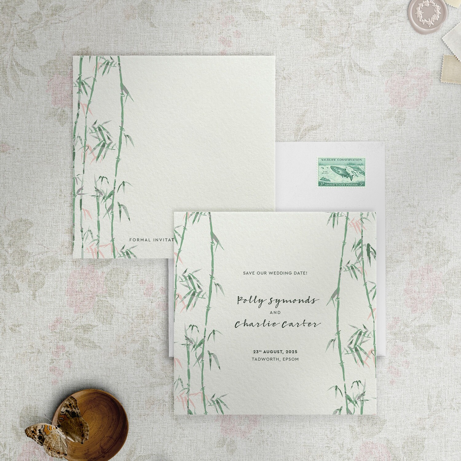 Bamboo in Zen Garden - Save the Date Card - Square