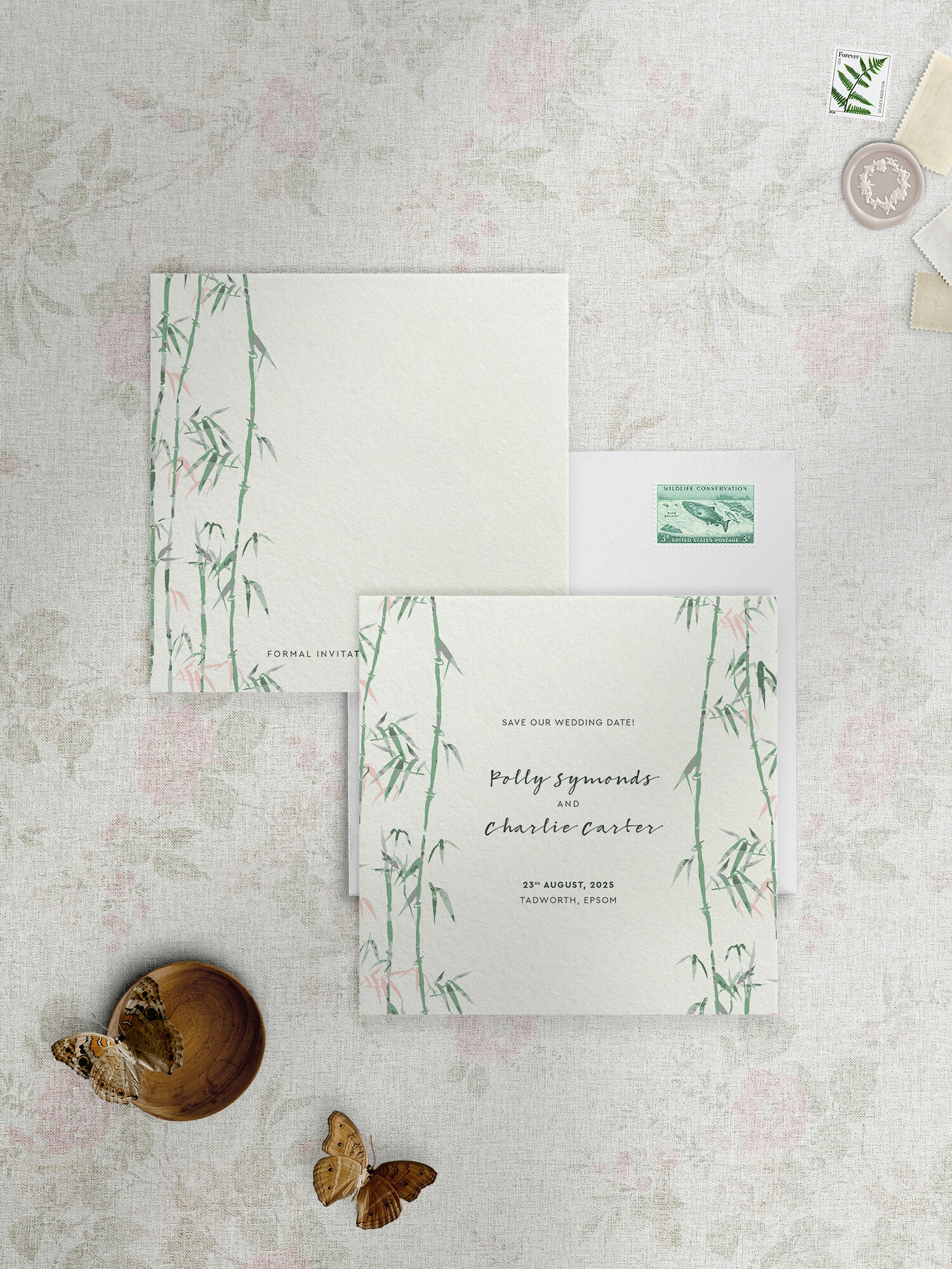 Bamboo in Zen Garden - Save the Date Card - Square