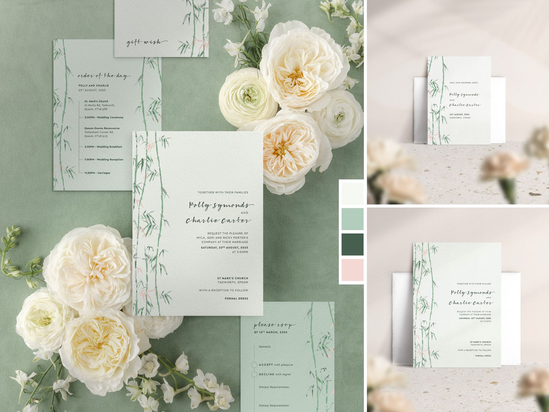 Bamboo in Zen Garden Wedding Stationery Collection