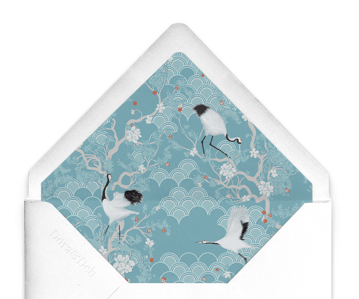 Cranes Pattern in Blue - Envelope Liner - Courtship Dance