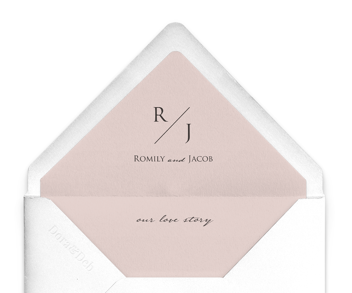 Love Story Envelope Liner in Dusky Pink