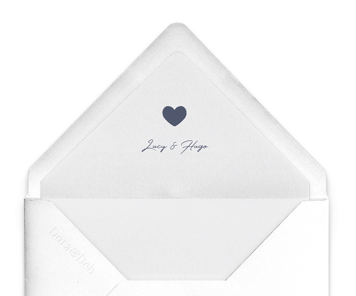 Modern Romance Envelope Liner in Off White with Blue