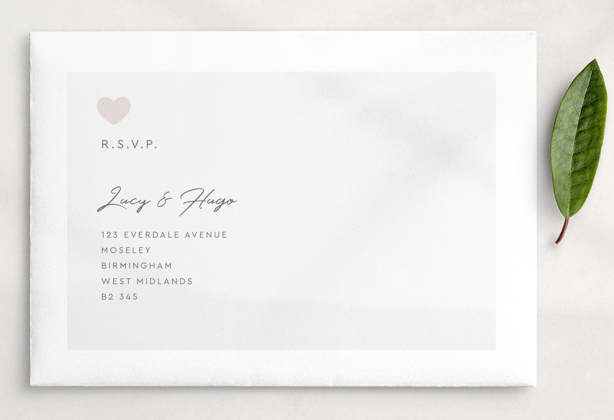 Modern Romance in Putty Pre-Printed RSVP Envelope