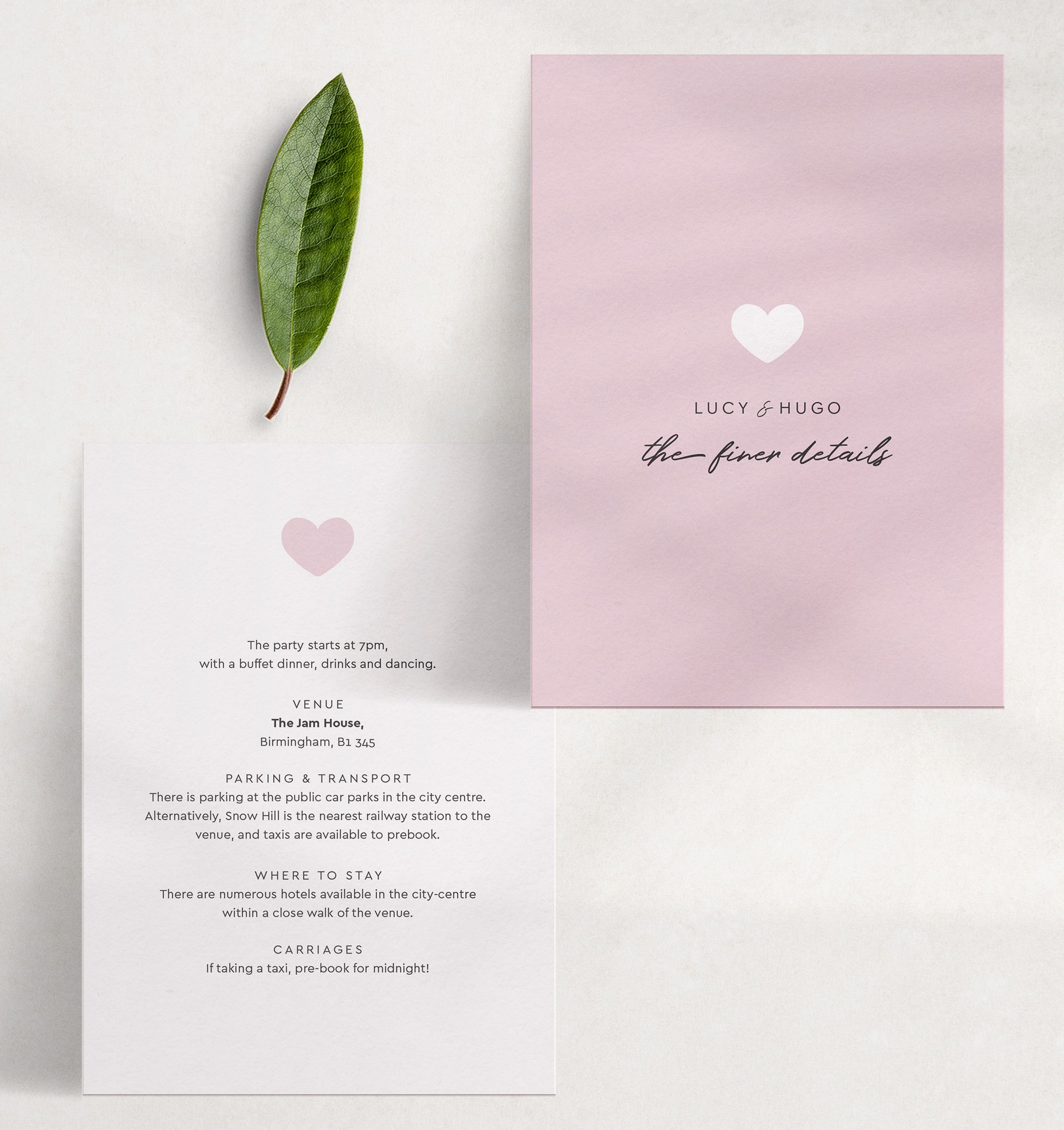 Modern Romance in Pretty in Pink - Wedding Info Card - Pink Reverse