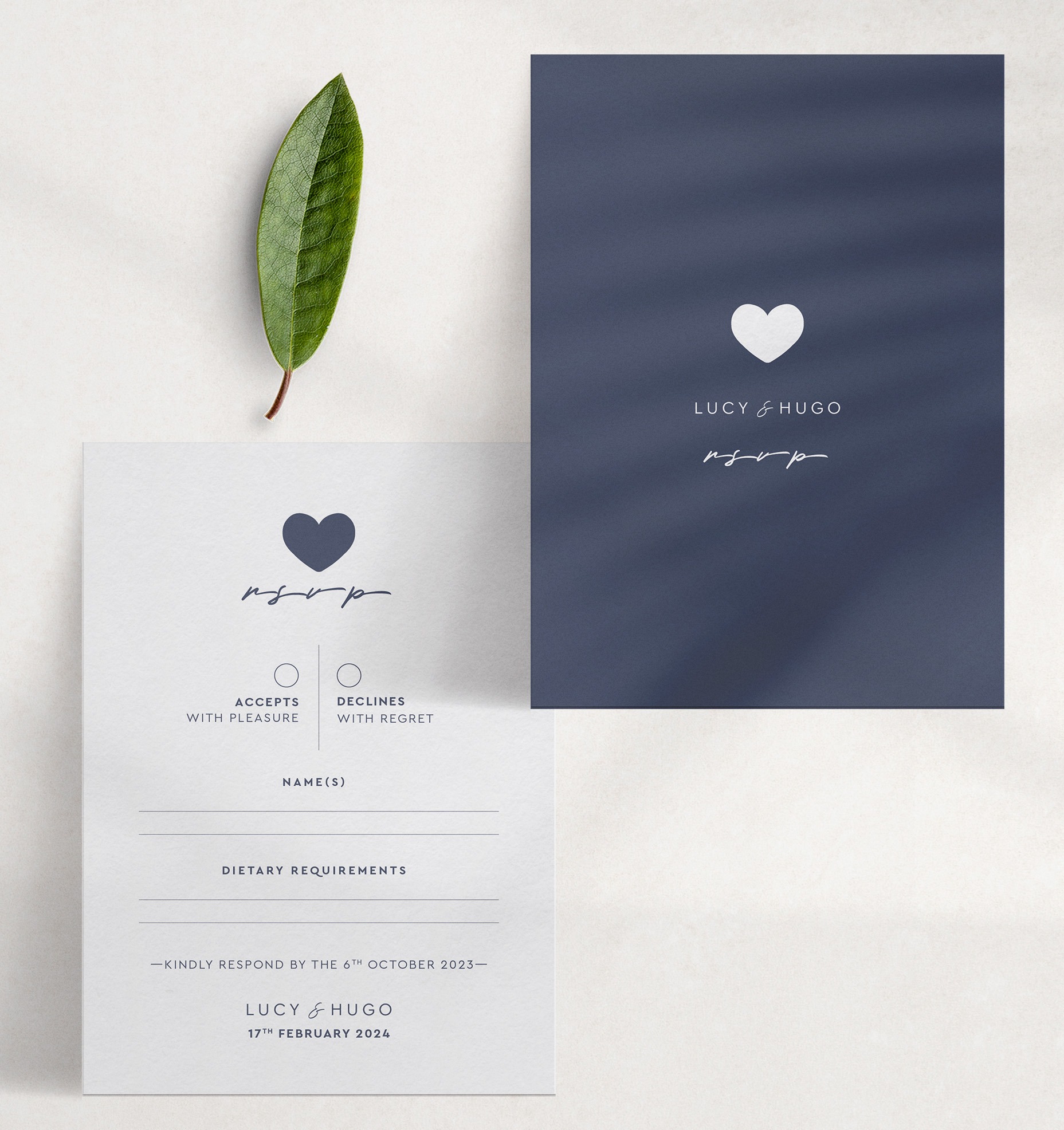 Modern Romance - Smart Blue - RSVP Standard - Blue Reverse