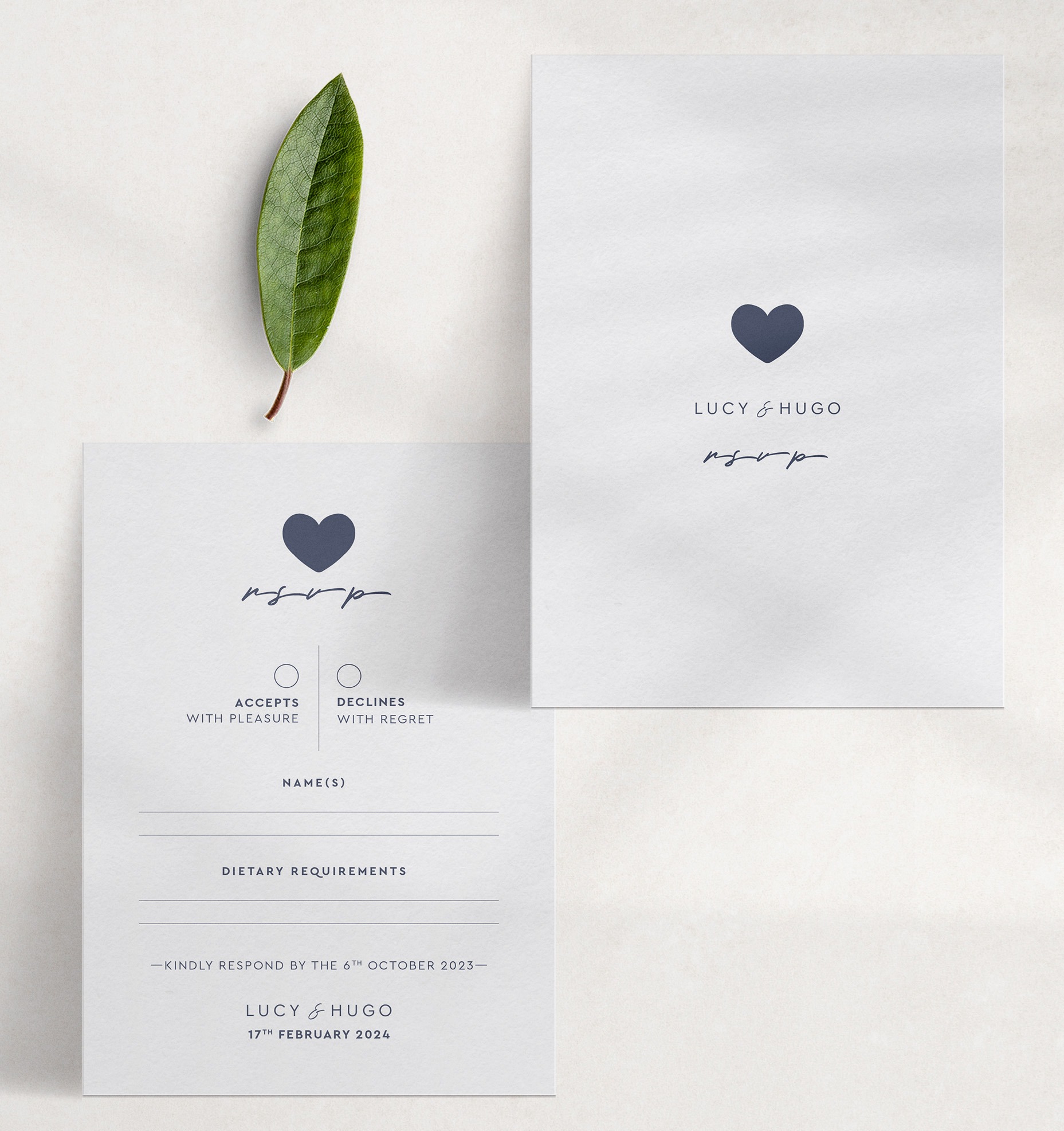 Modern Romance - Smart Blue - RSVP Standard - Off-White Reverse
