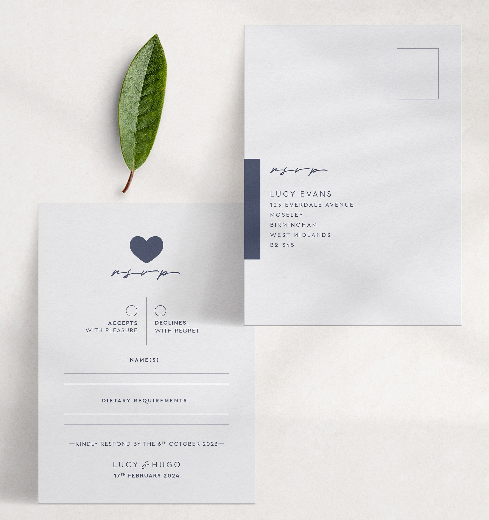 Modern Romance - Smart Blue - RSVP Postcard - Off-White Reverse