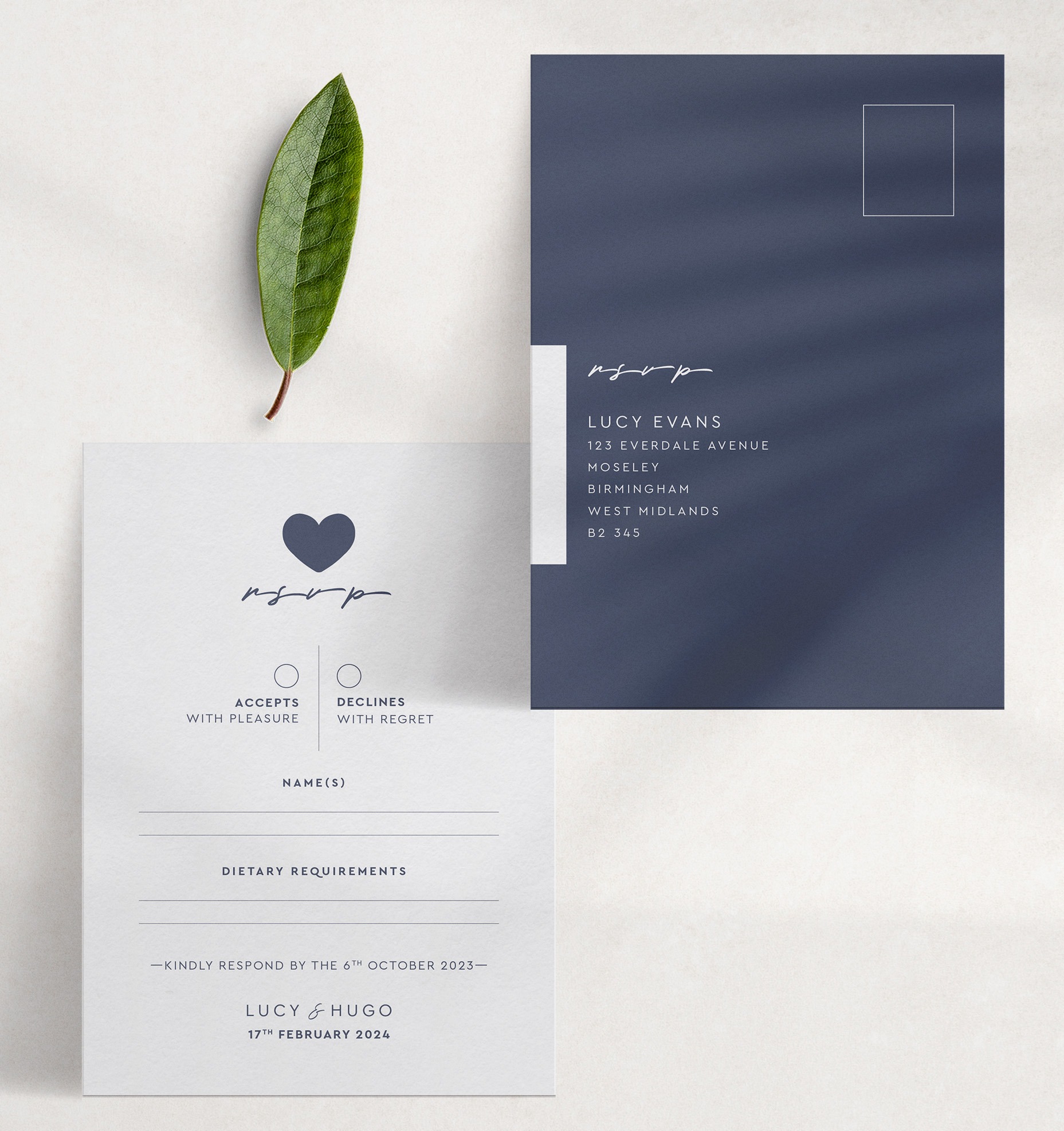 Modern Romance - Smart Blue - RSVP Postcard - Blue Reverse