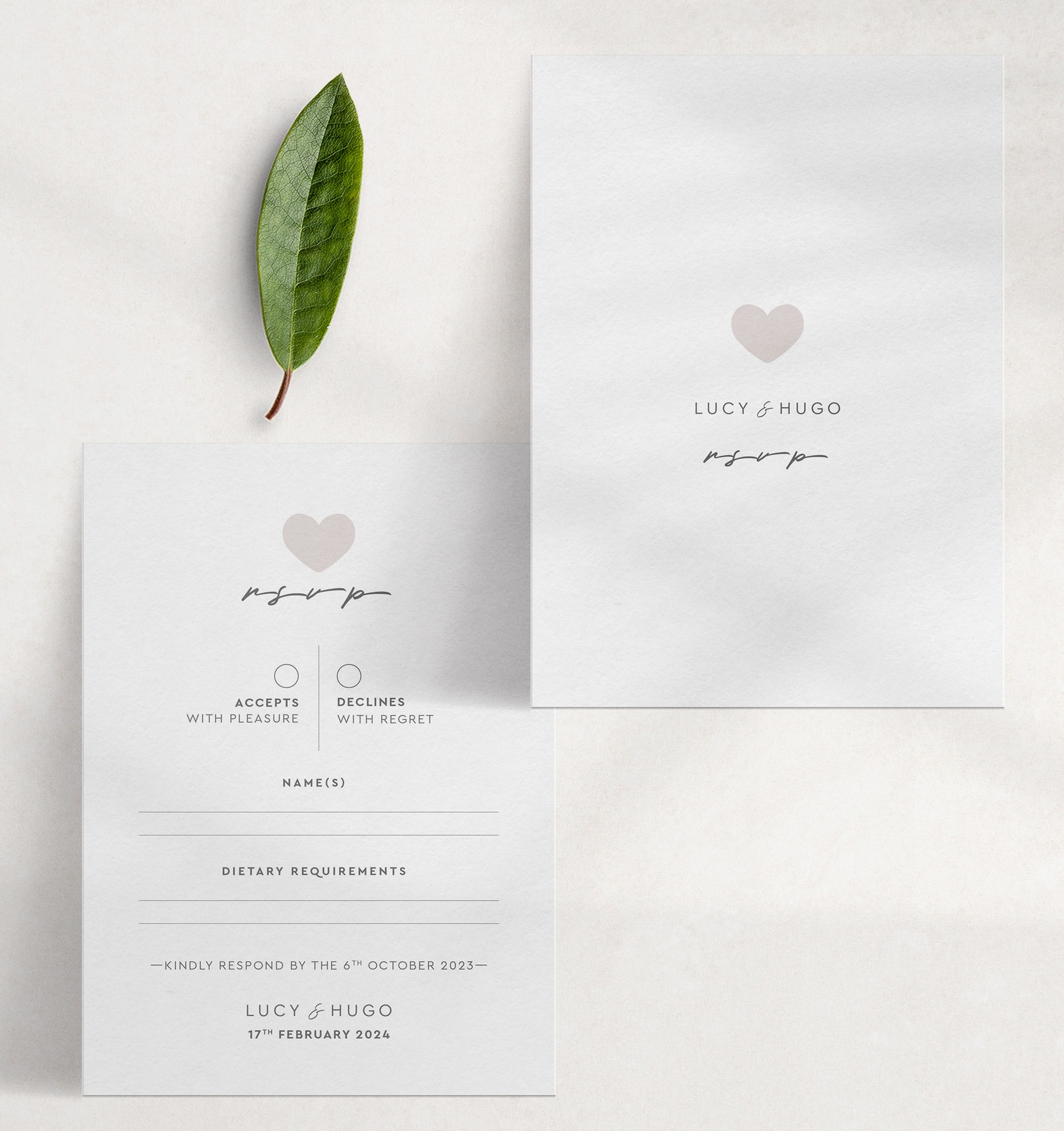 Modern Romance - Putty - RSVP Standard - Off-White Reverse